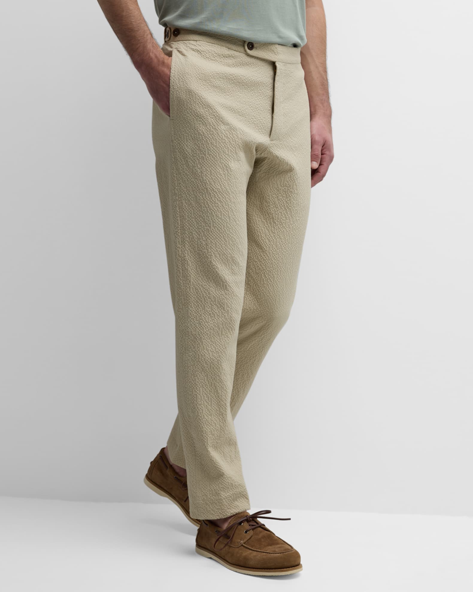 Sid Mashburn Men's Seersucker Side-Tab Sport Trousers | Neiman Marcus