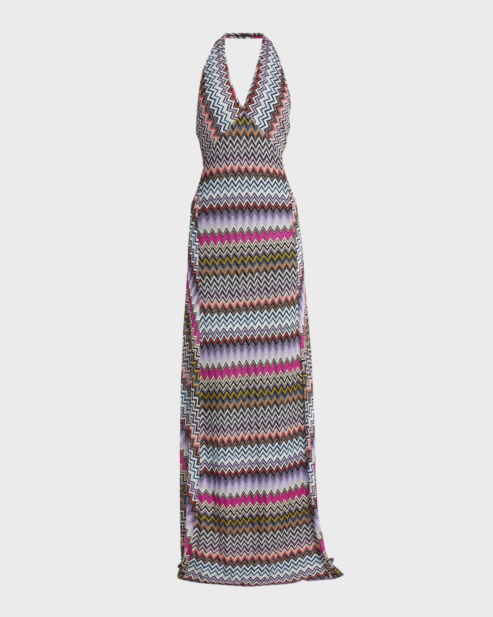 Missoni Metallic Chevron Knit Halter Maxi Dress Neiman Marcus