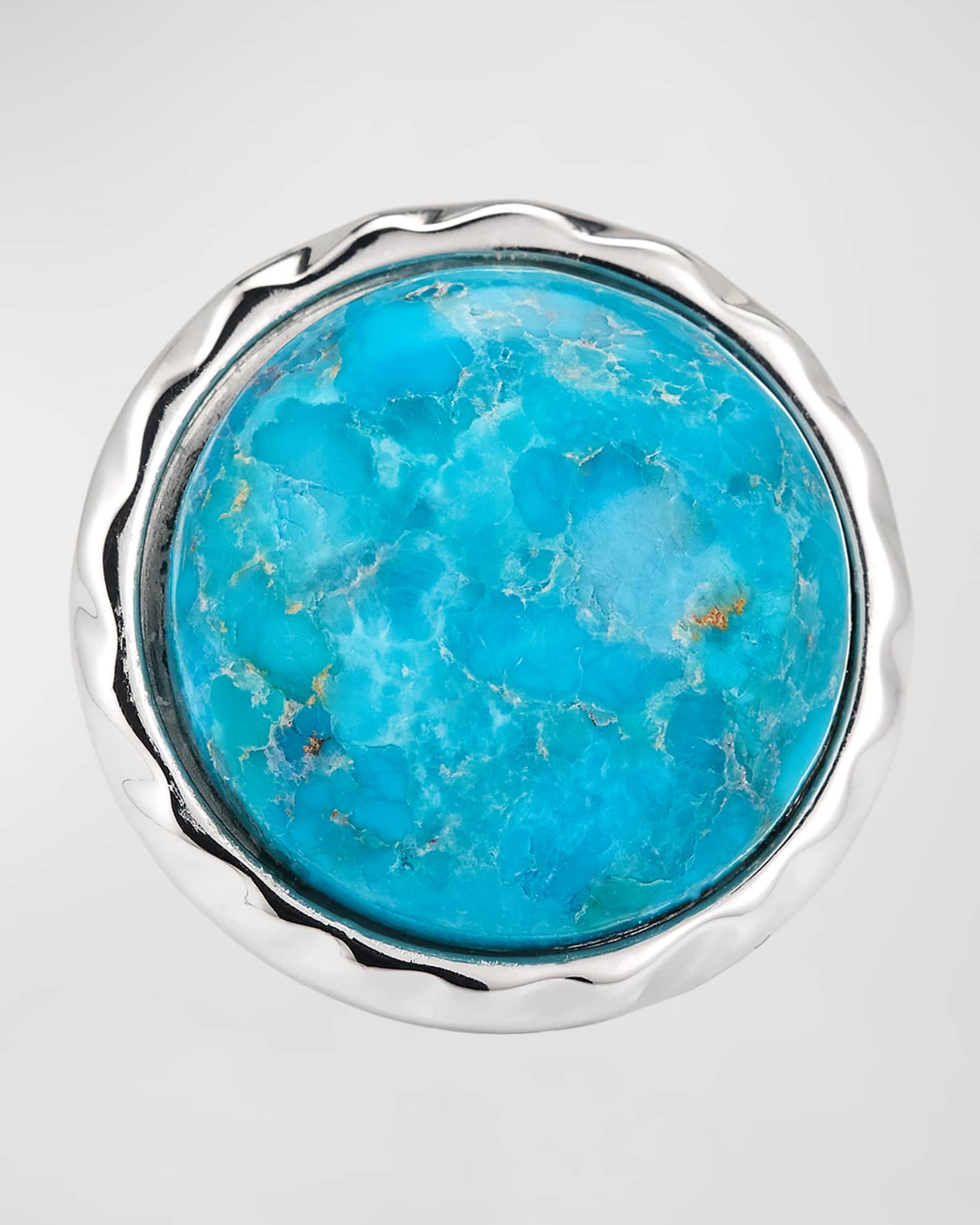 Turquoise and Silver Bezel Adjustable Statement Ring 0