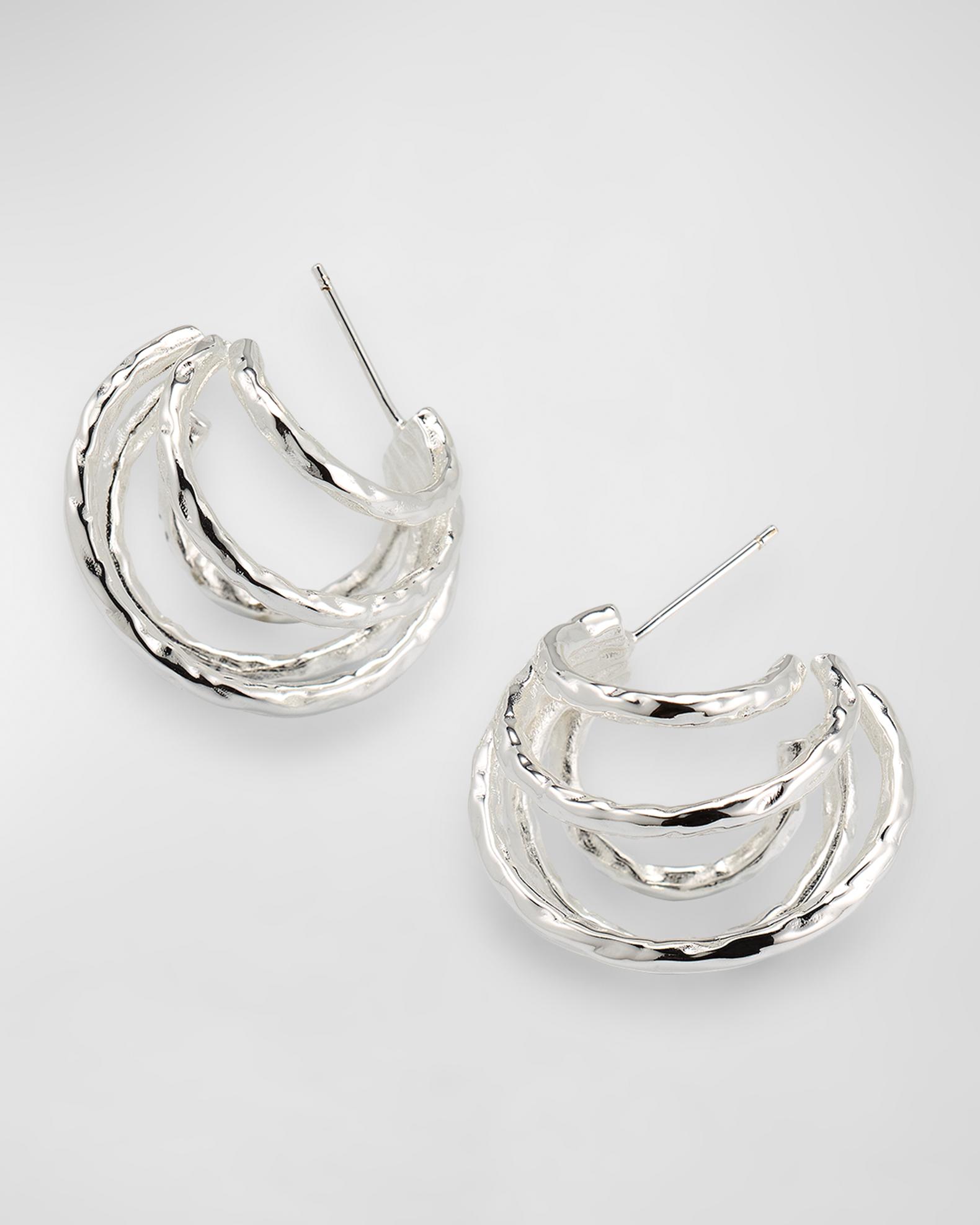 NEST Jewelry Silver Hammered Multi-Hoop Earrings | Neiman Marcus