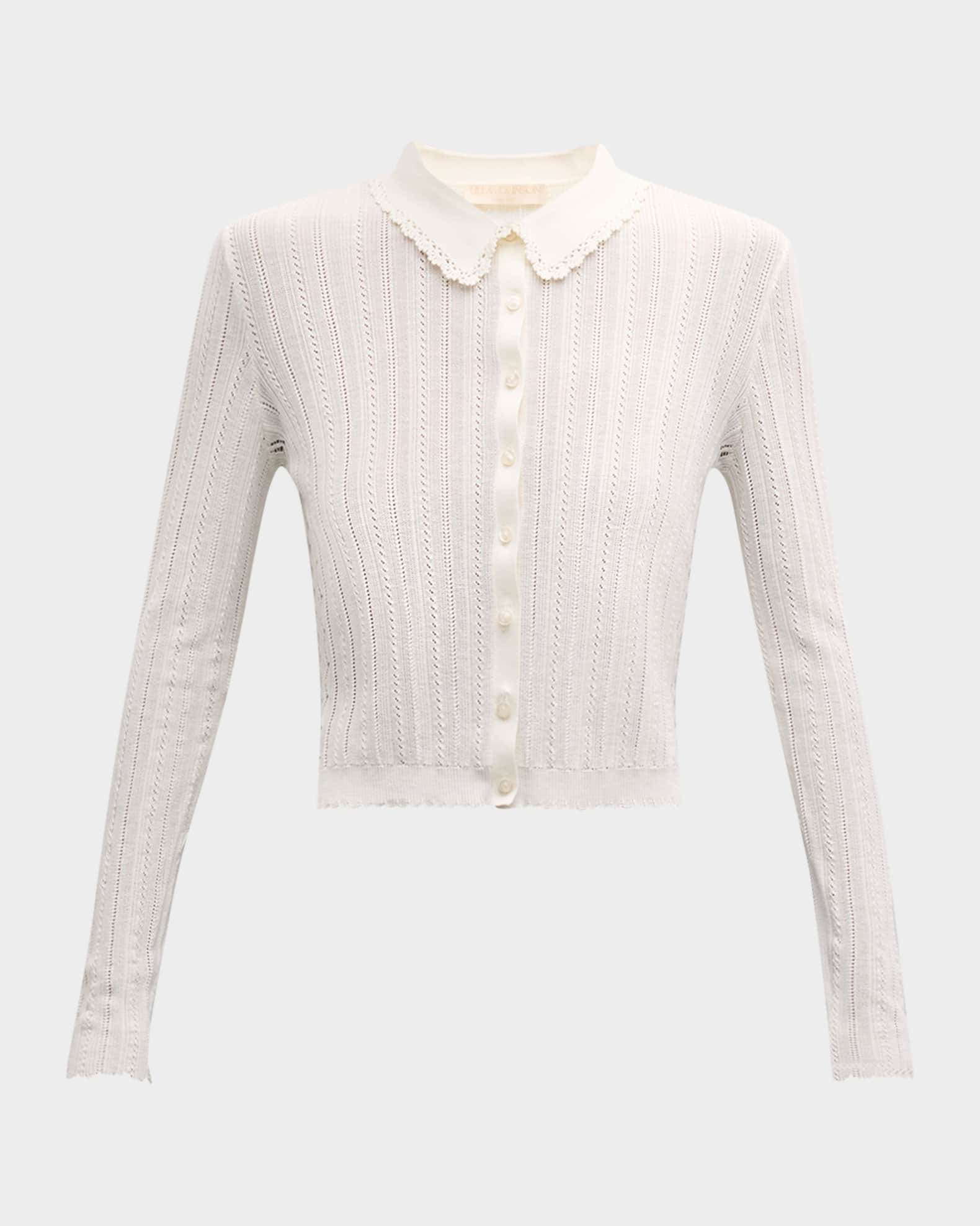 Ulla Johnson Lottie Silk Cotton Pointelle Knit Crop Top Neiman Marcus