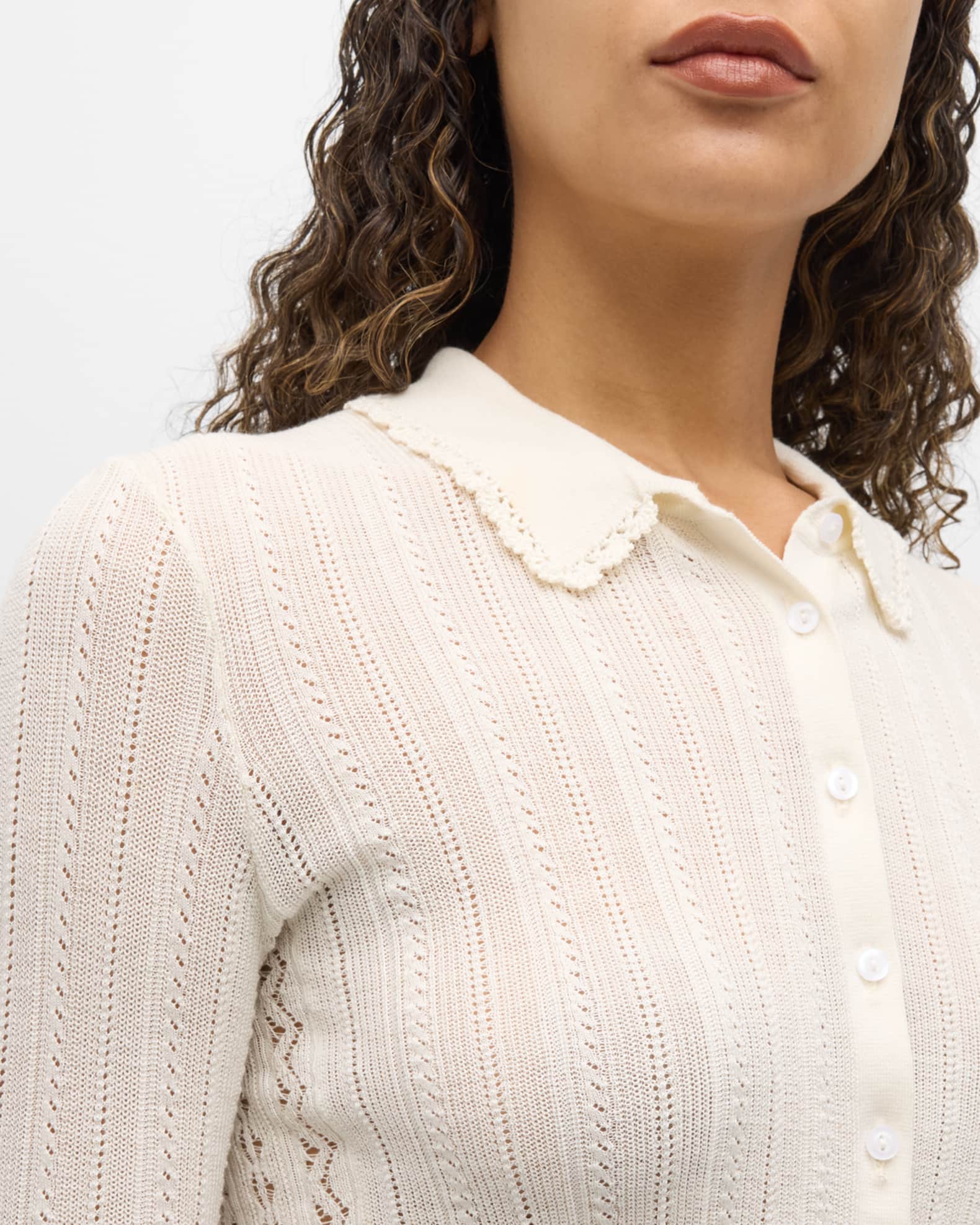 Ulla Johnson Lottie Silk Cotton Pointelle Knit Crop Top Neiman Marcus