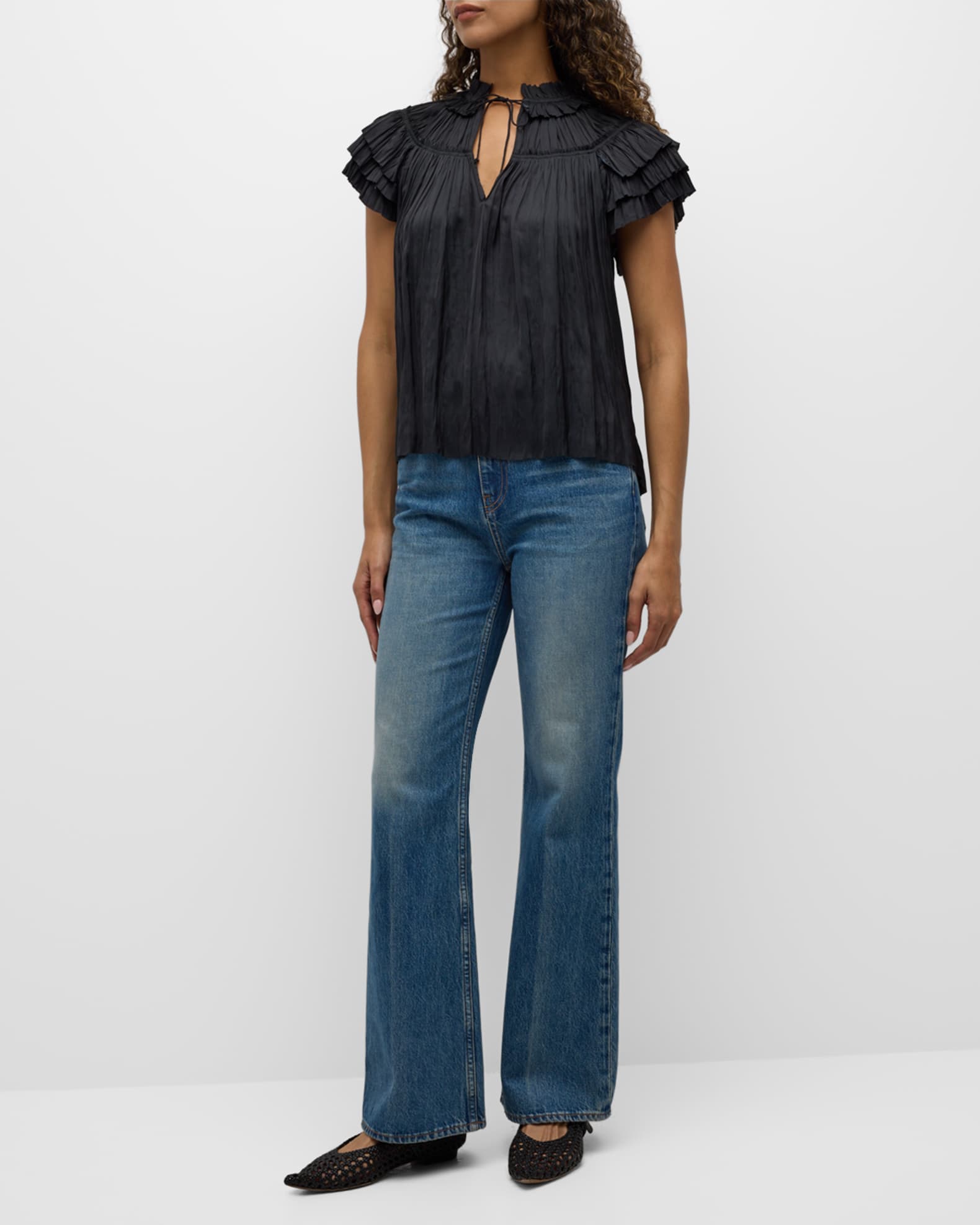 Liv Pleated Tiered-Sleeve Top 1