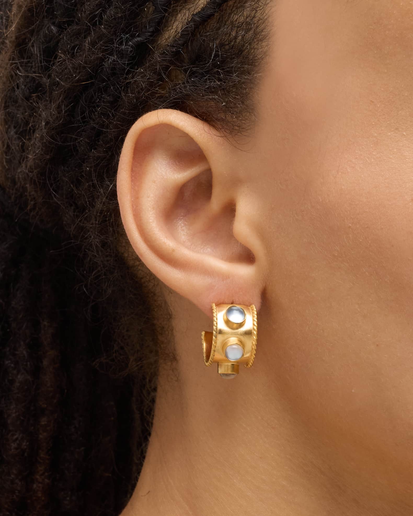 18K Gold-Plated Mother-of-Pearl Huggie Hoop Earrings 1