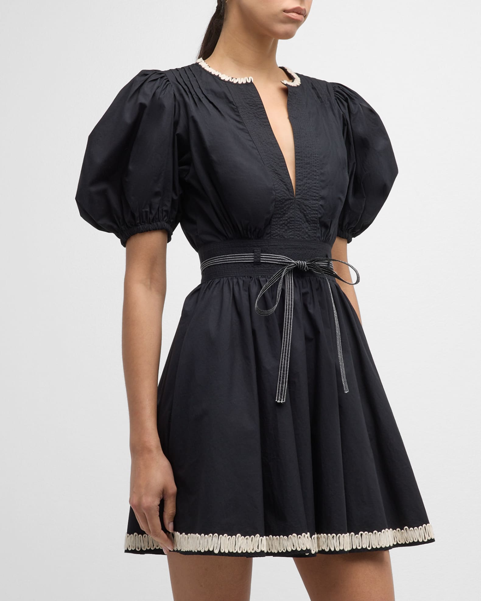 Ulla Johnson Wilda Embroidered Puff Sleeve Mini Dress Neiman Marcus