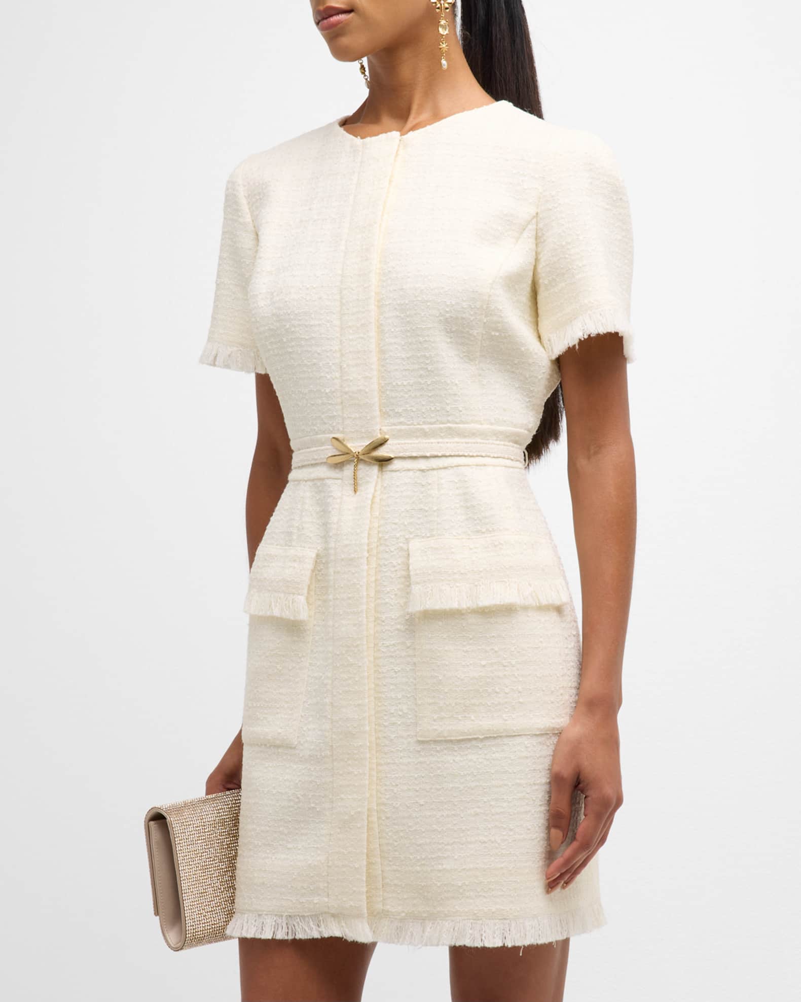 Short sleeve tweed dress deals