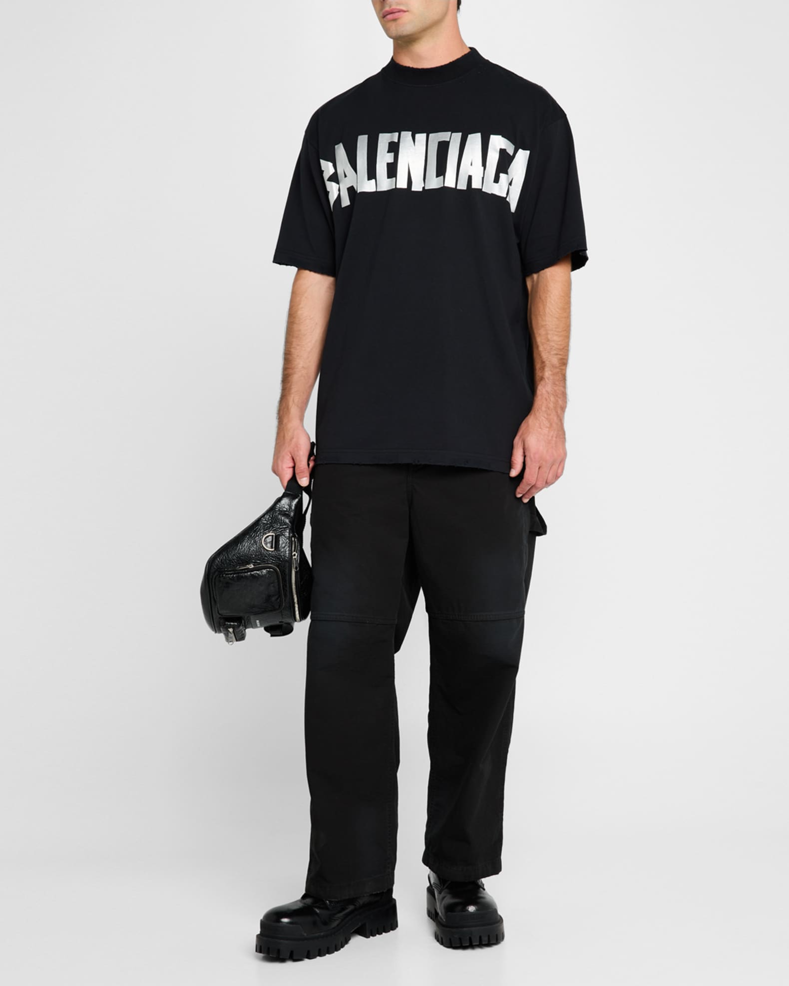 Men's Taped-Logo Distressed T-Shirt 1