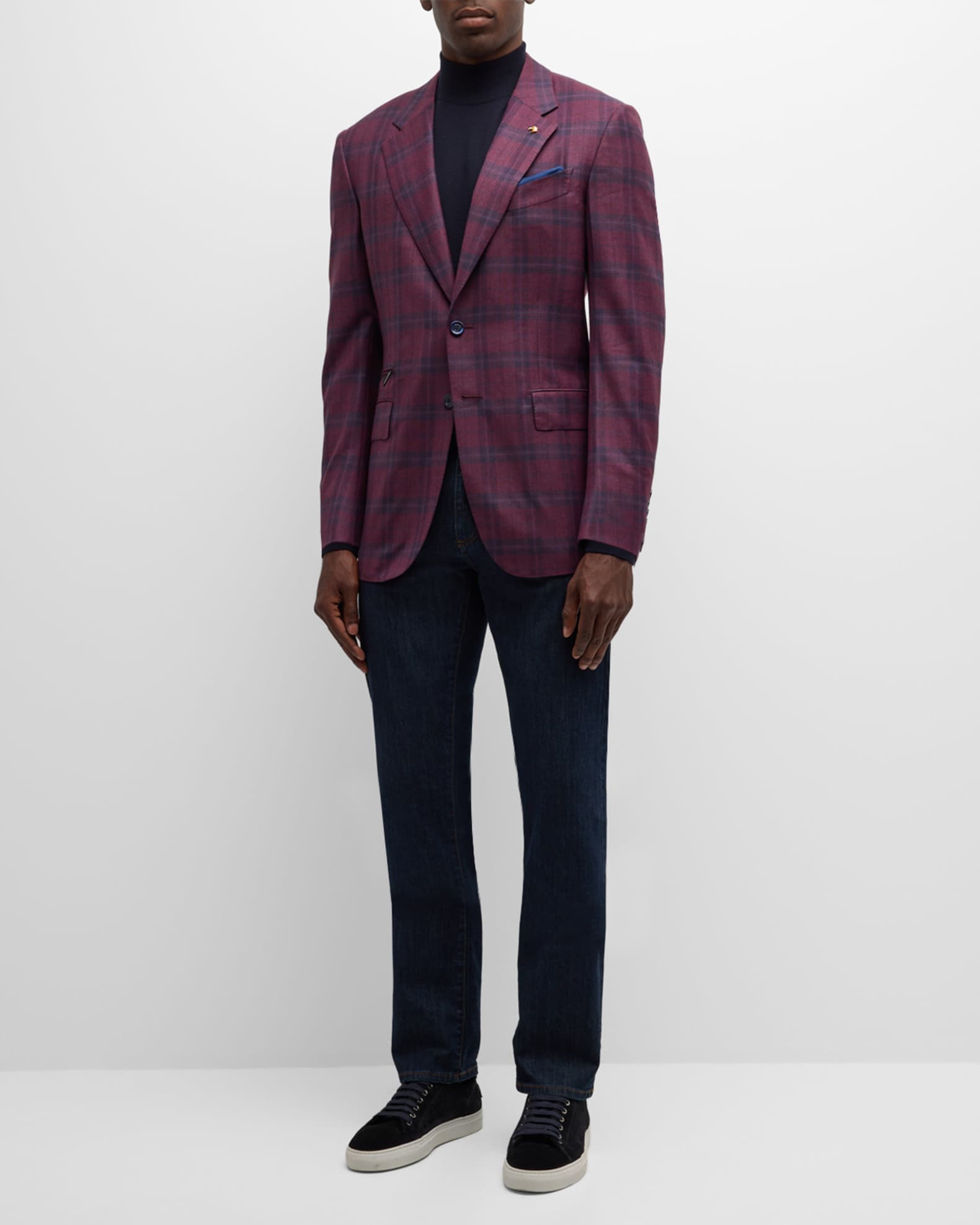 Men's Plaid Wool and Cashmere Blazer 1