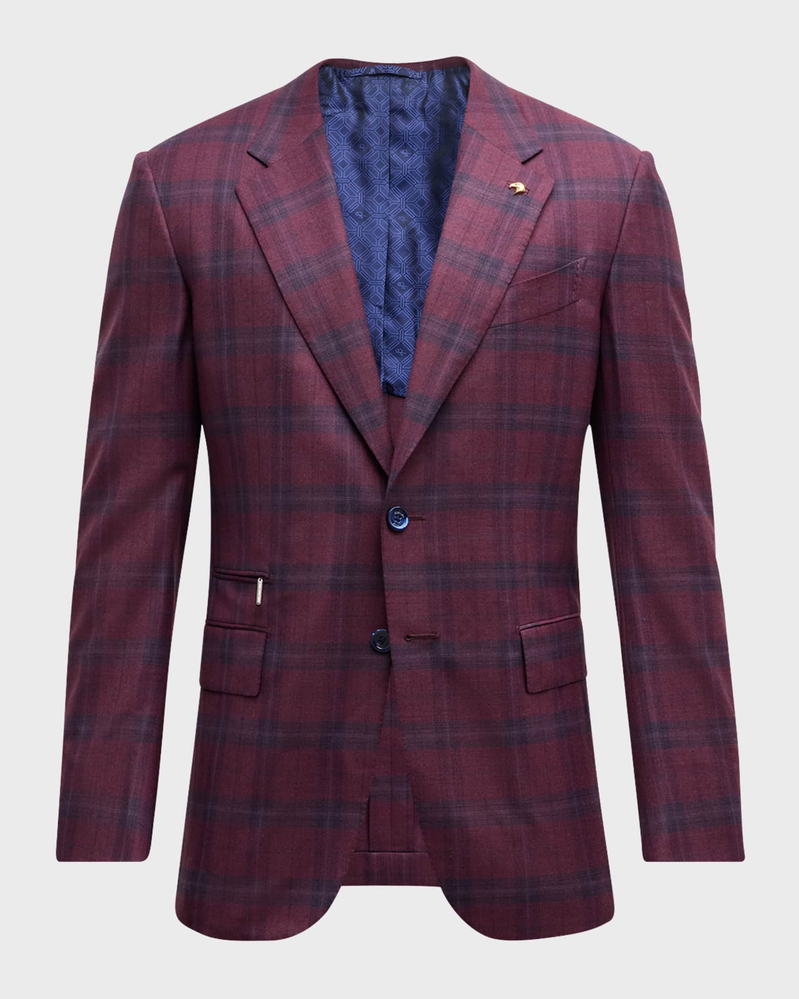 Men's Plaid Wool and Cashmere Blazer 0
