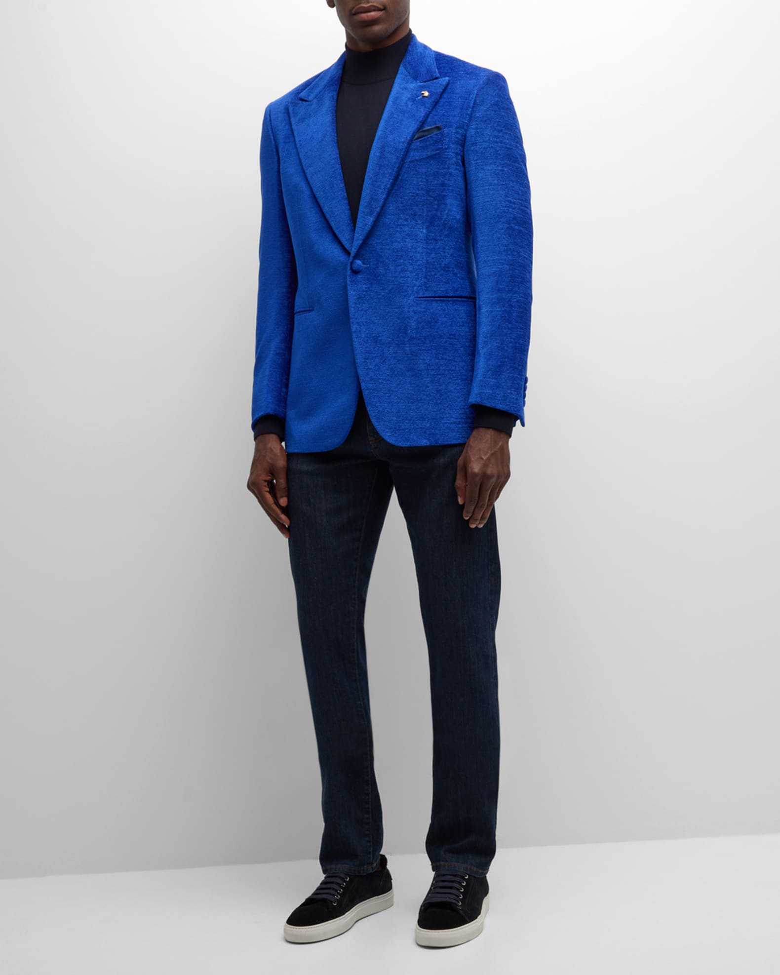 Men's Velvet Peak-Lapel Sport Coat 1
