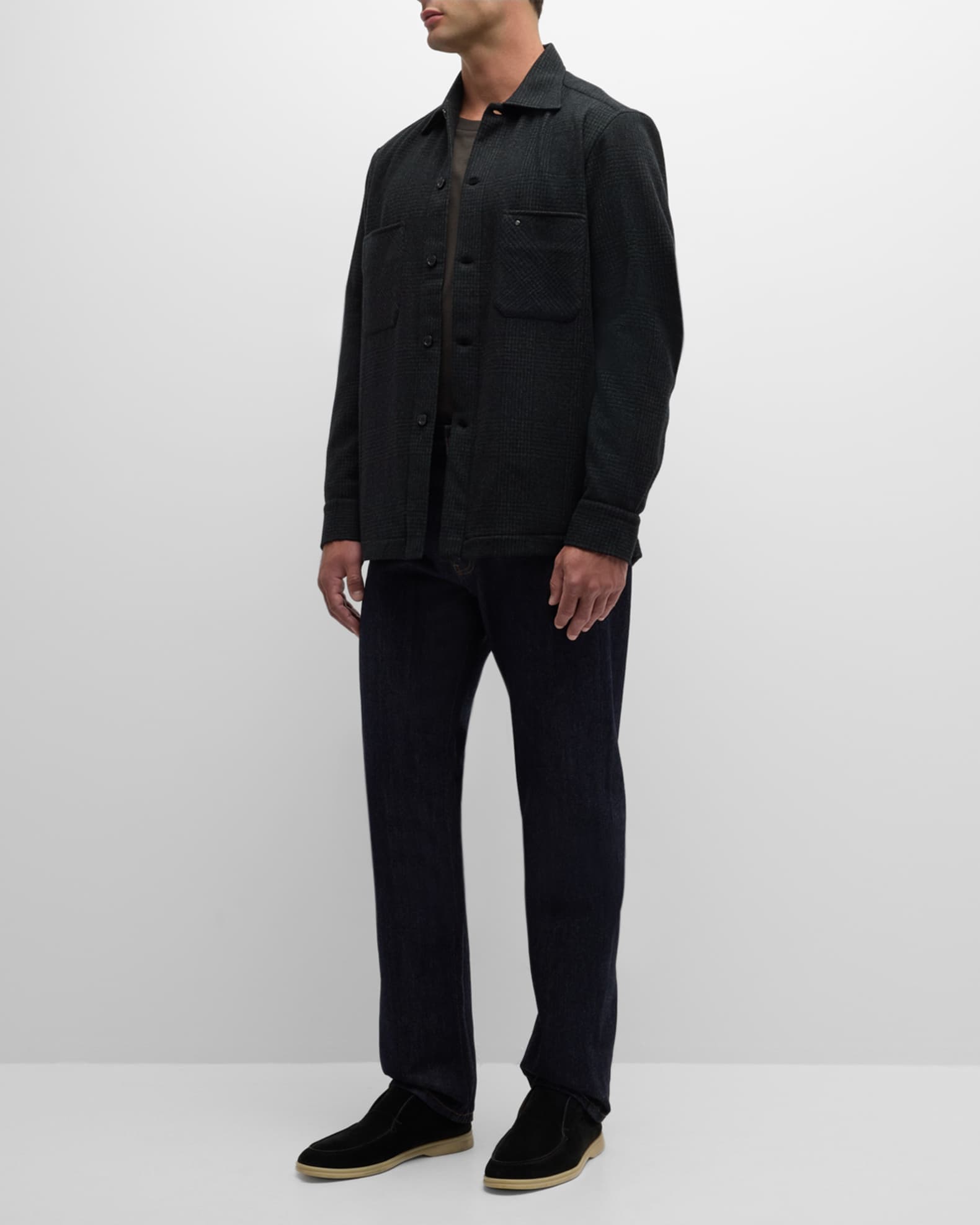 Men's Wool-Cashmere Plaid Overshirt 1
