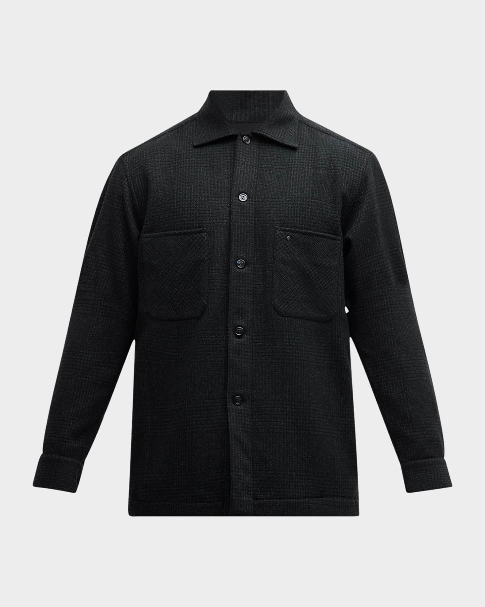 Men's Wool-Cashmere Plaid Overshirt 0