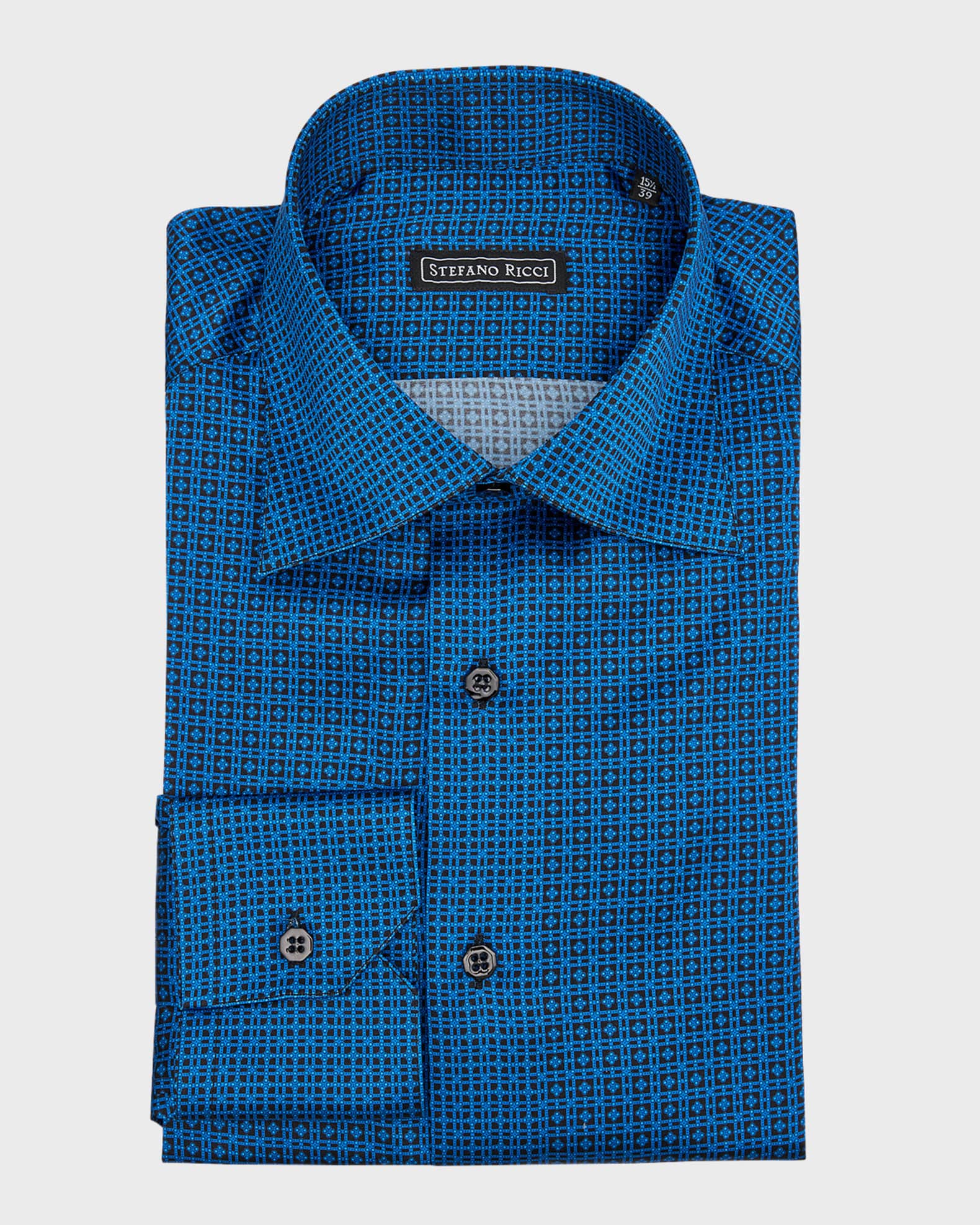 Men's Micro-Patterned Silk Dress Shirt 0