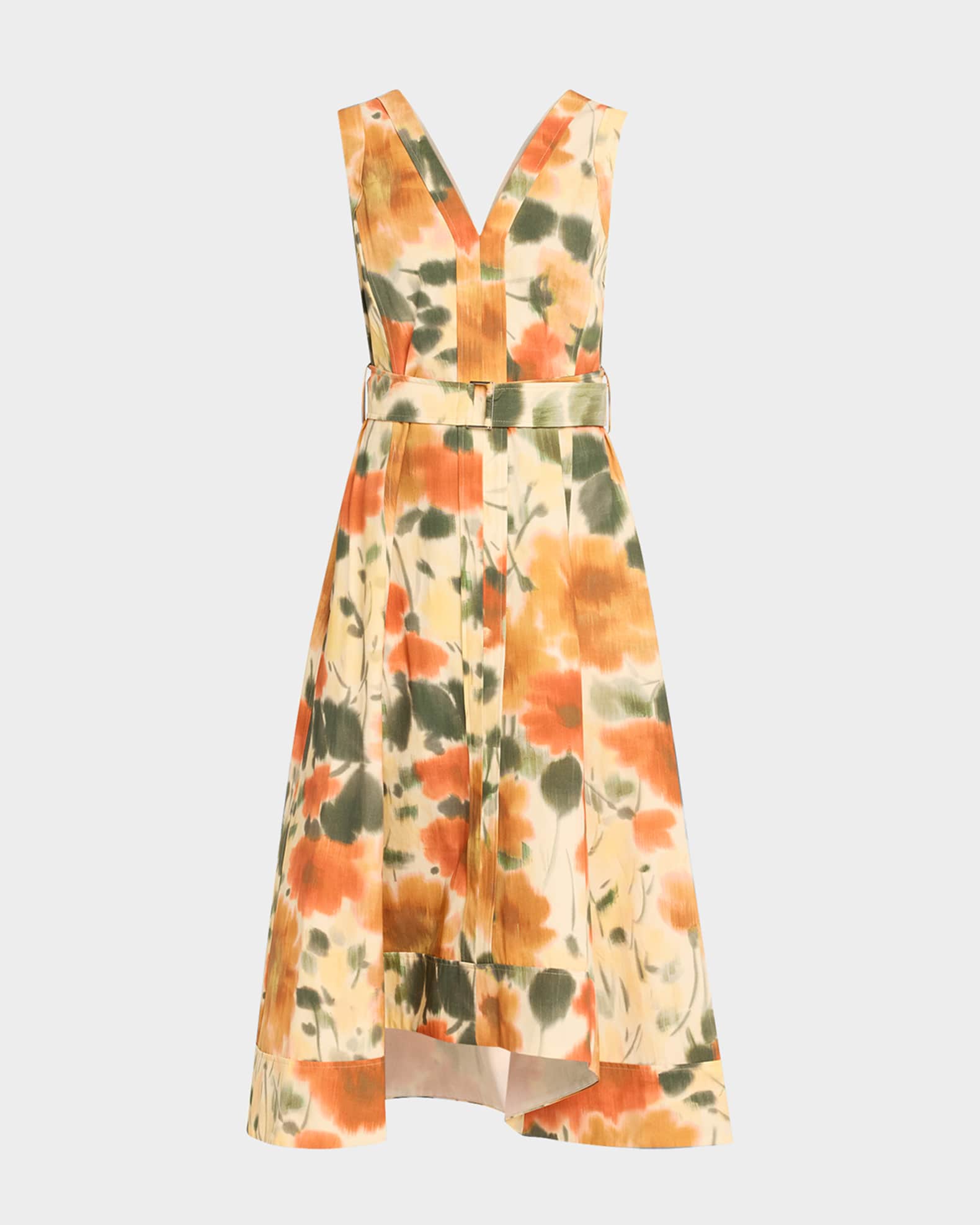 Blurred Marigold Belted Midi Dress 0