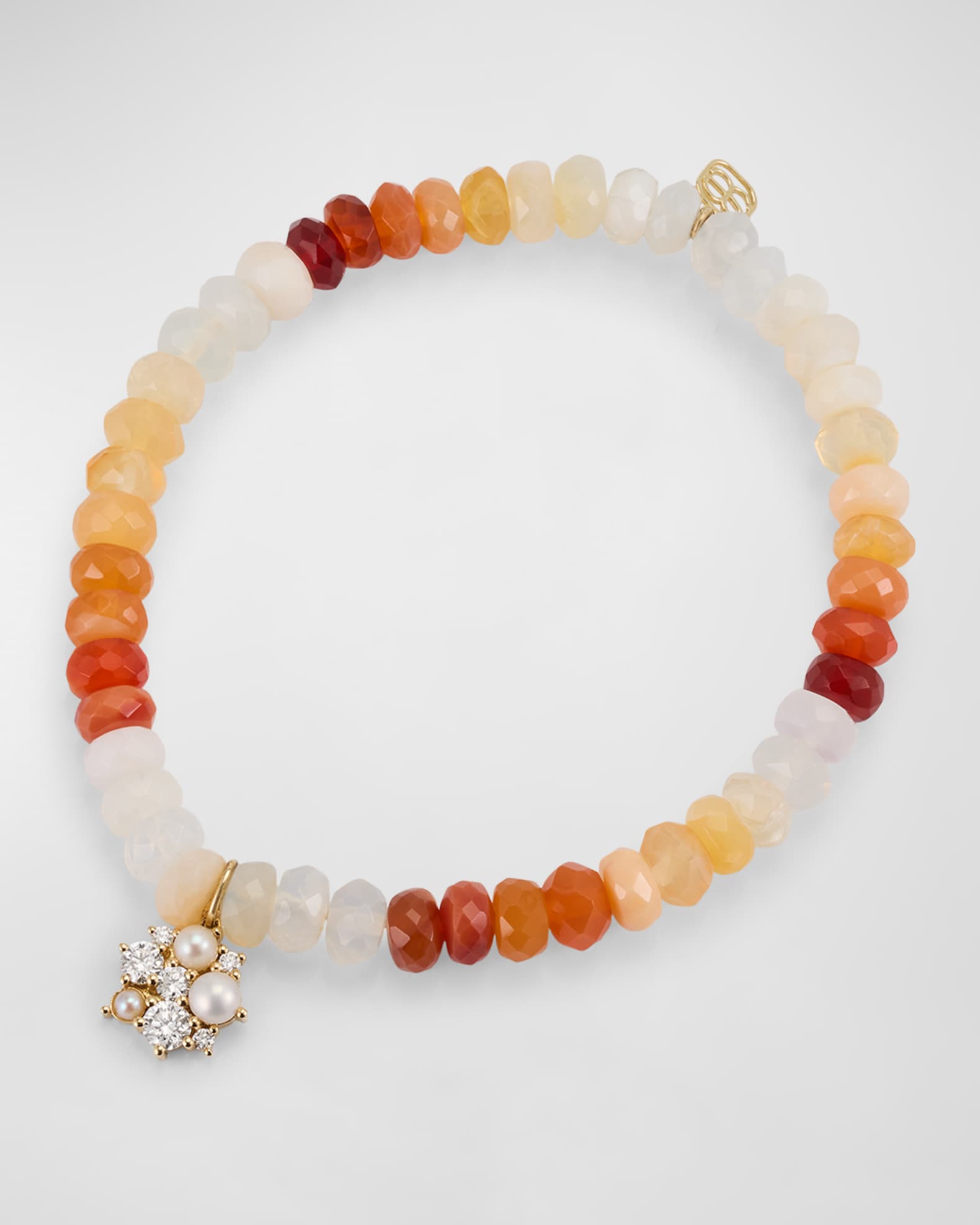 14K Gold Charm and Fire Opal Bead Bracelet 0