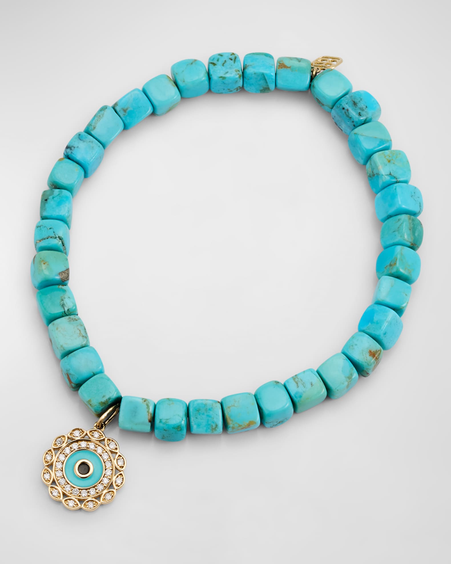 14K Gold and Diamond Marquise Eye Turquoise Bracelet 0