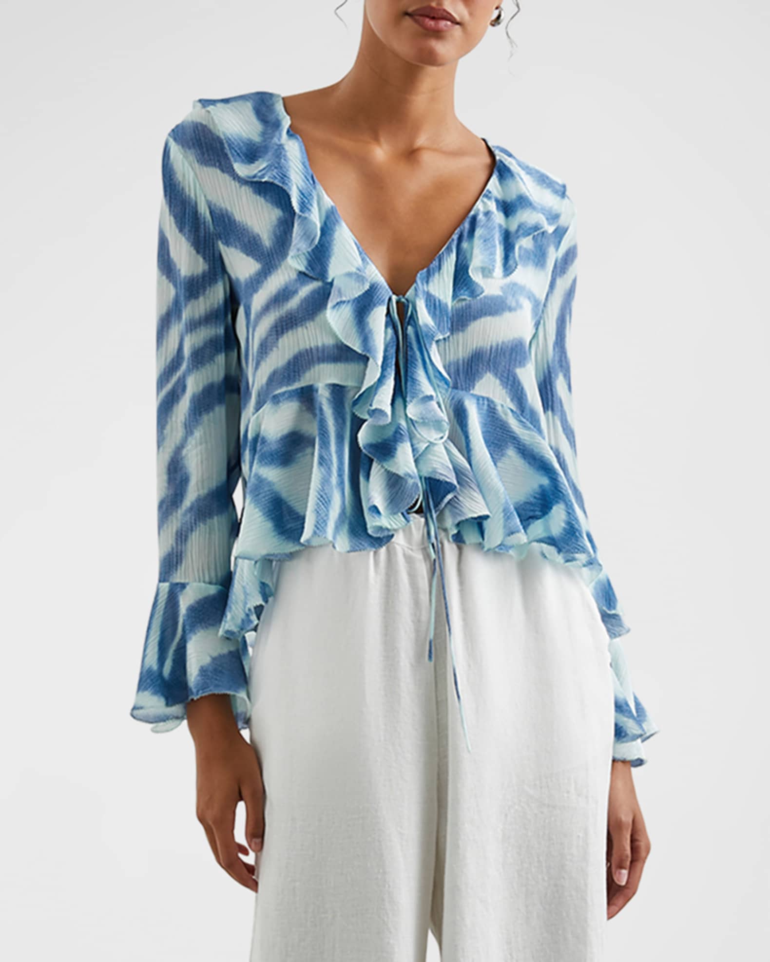 Rails Nicoletta Watercolor Stripe Ruffle Blouse
