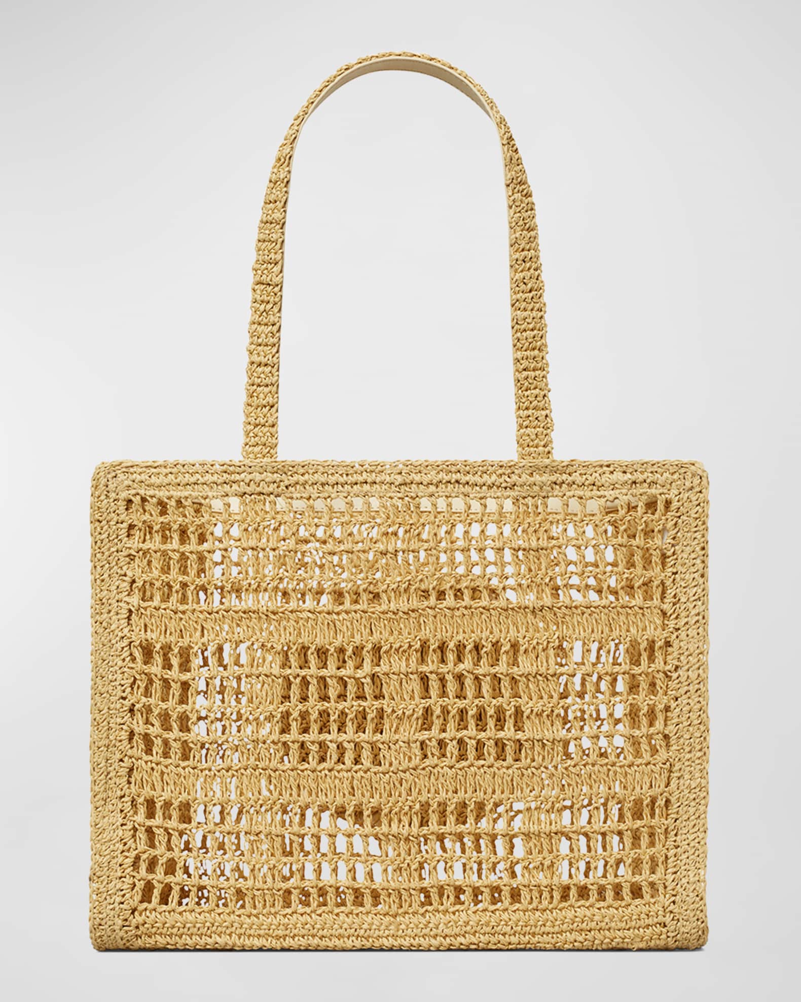 Tory burch ella metallic straw clearance tote