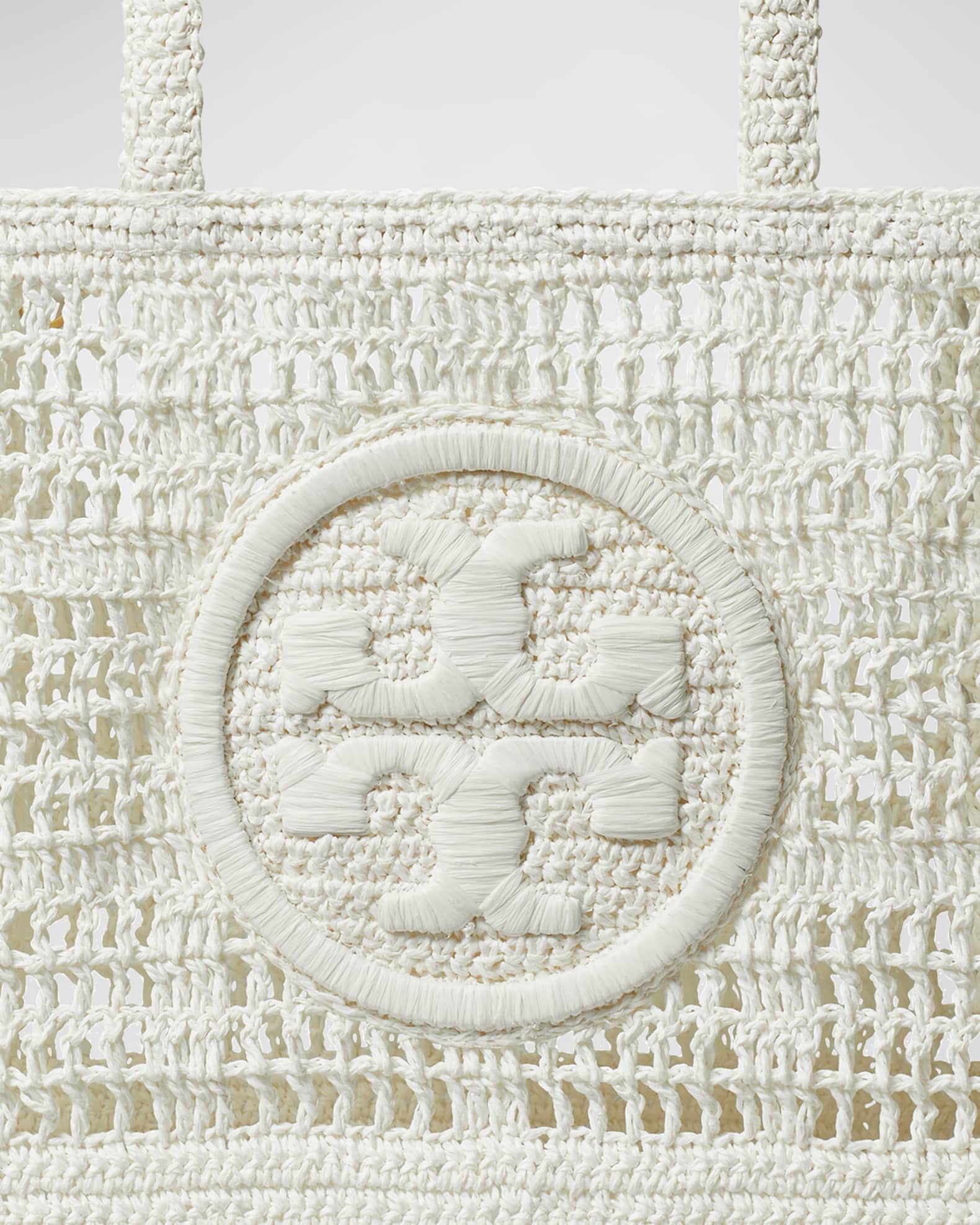 Tory Burch Ella Small Crochet Straw Tote Bag Neiman Marcus
