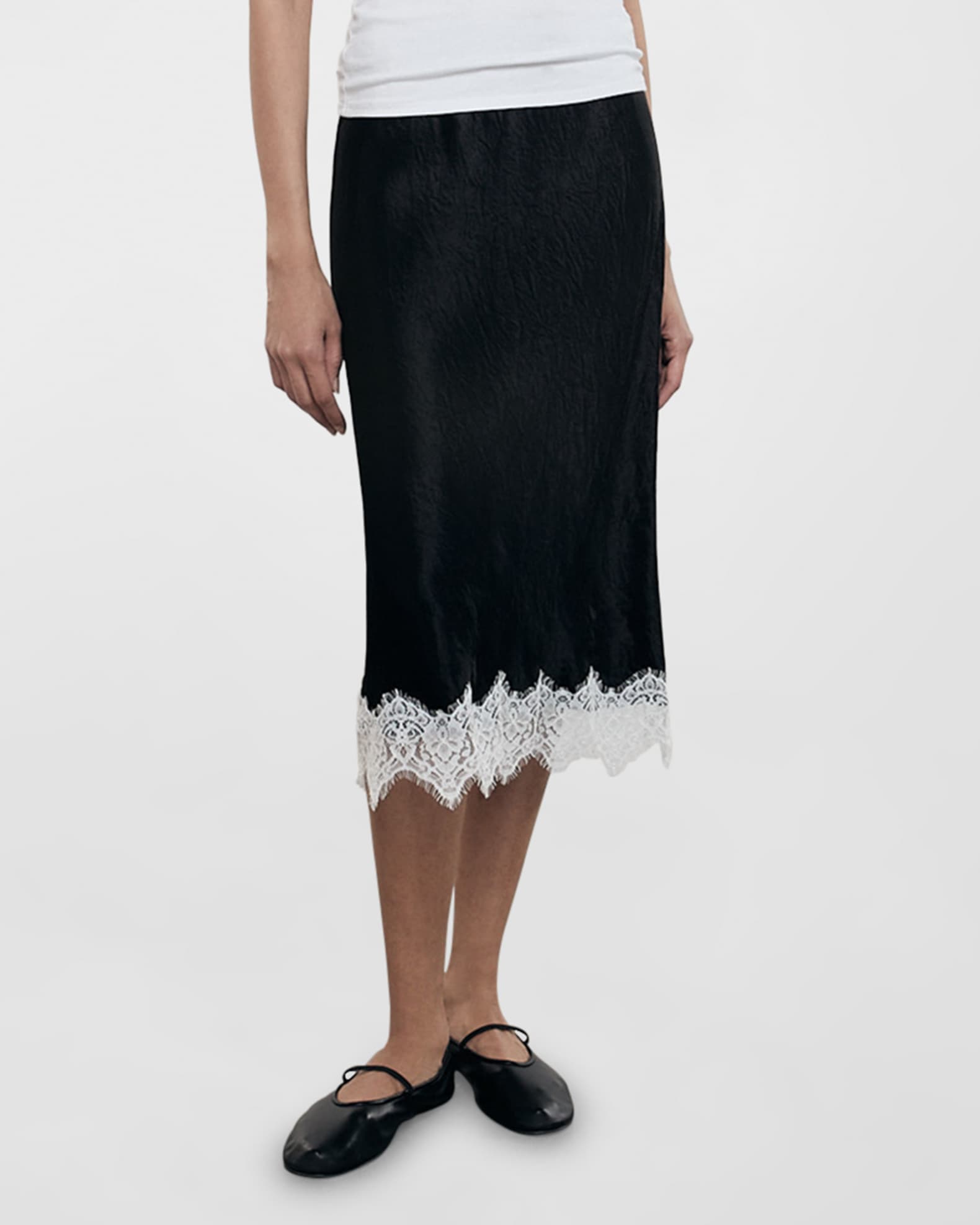 Enza Costa Hammered Satin Slip Skirt