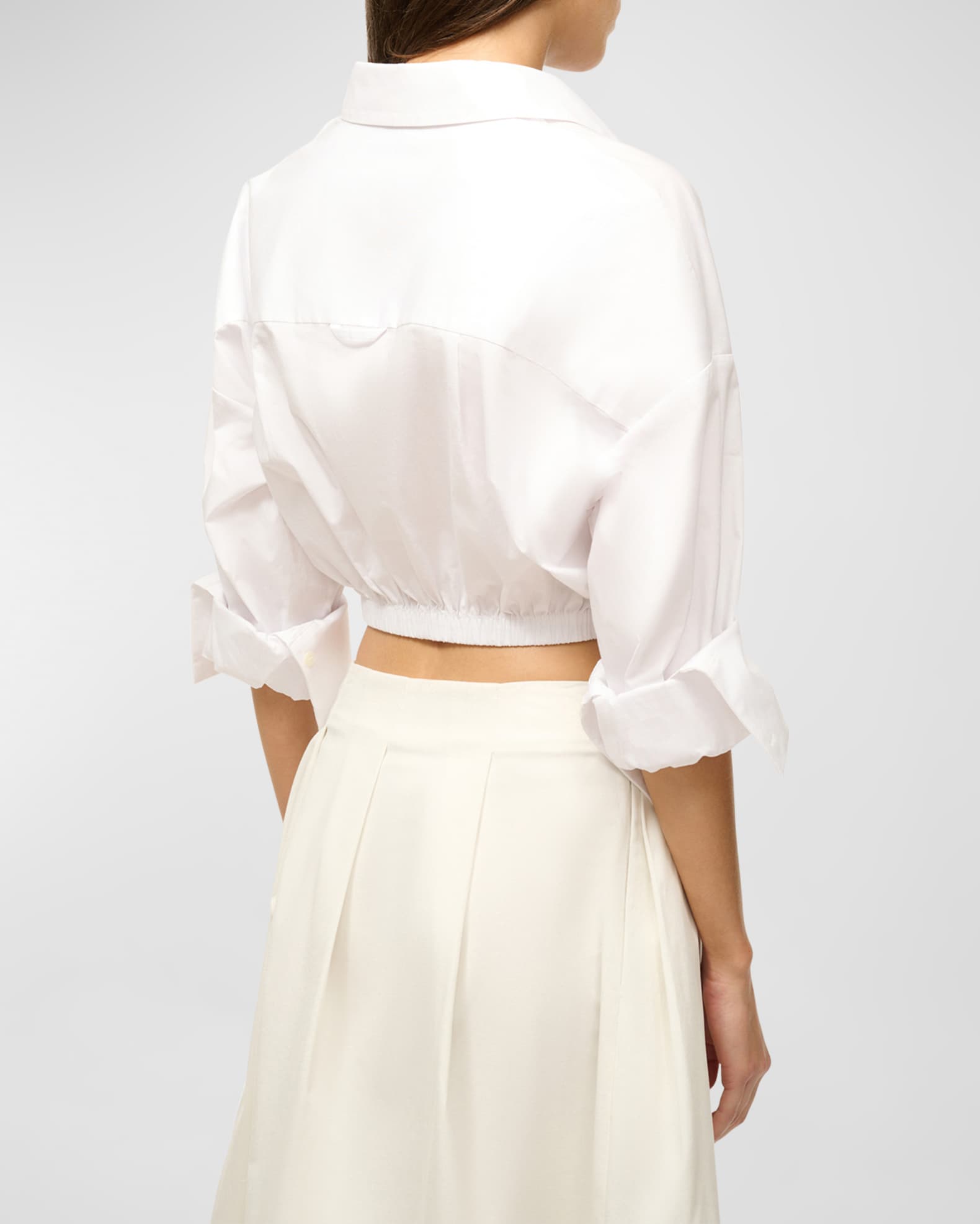 STAUD Lisa Tie-Front Cotton Shirting Crop Top | Neiman Marcus STAUD Lisa Tie-Front Cotton Shirting Crop Top | Neiman Marcus