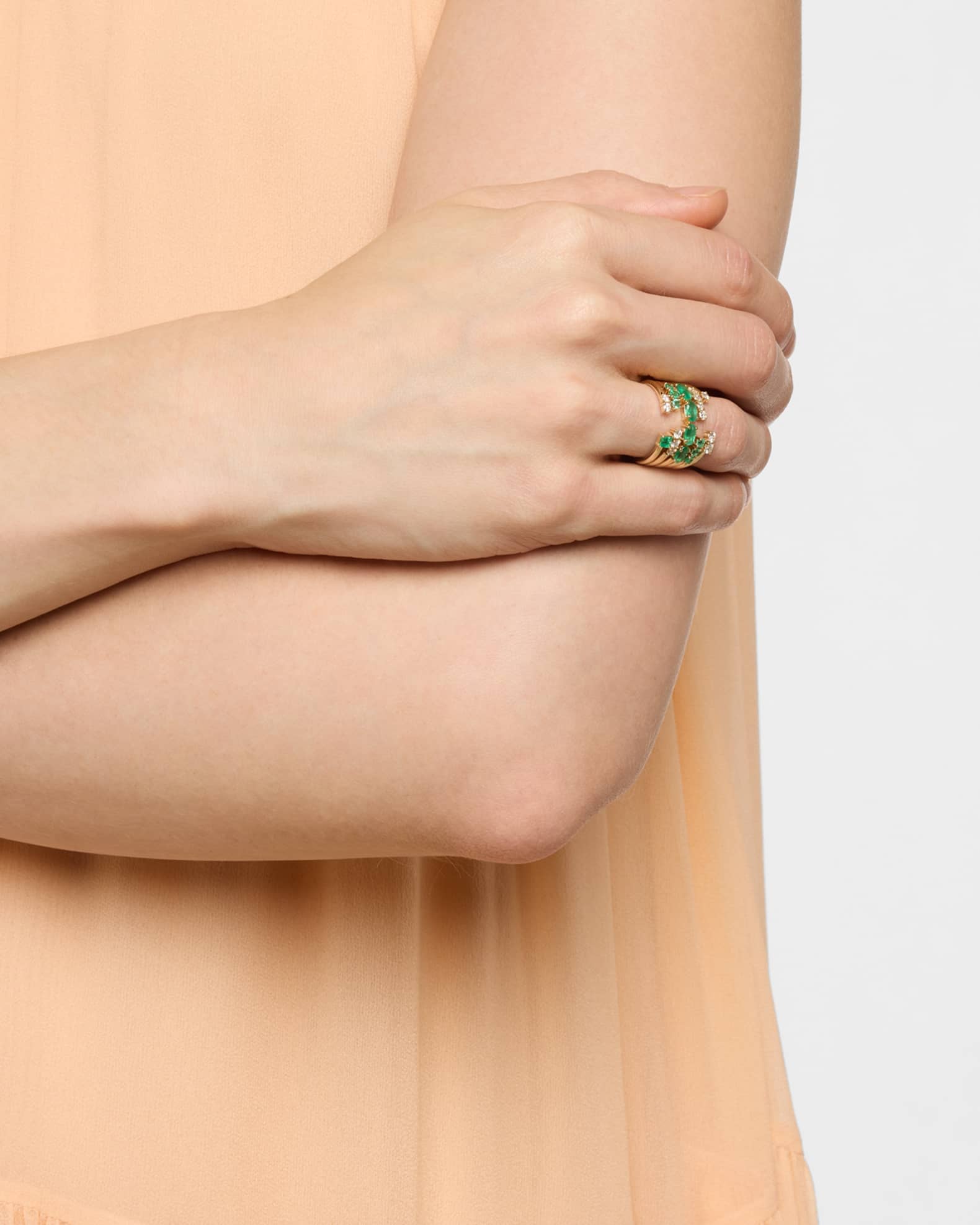 14K Yellow Gold Multi Emerald and Diamond Ring 1