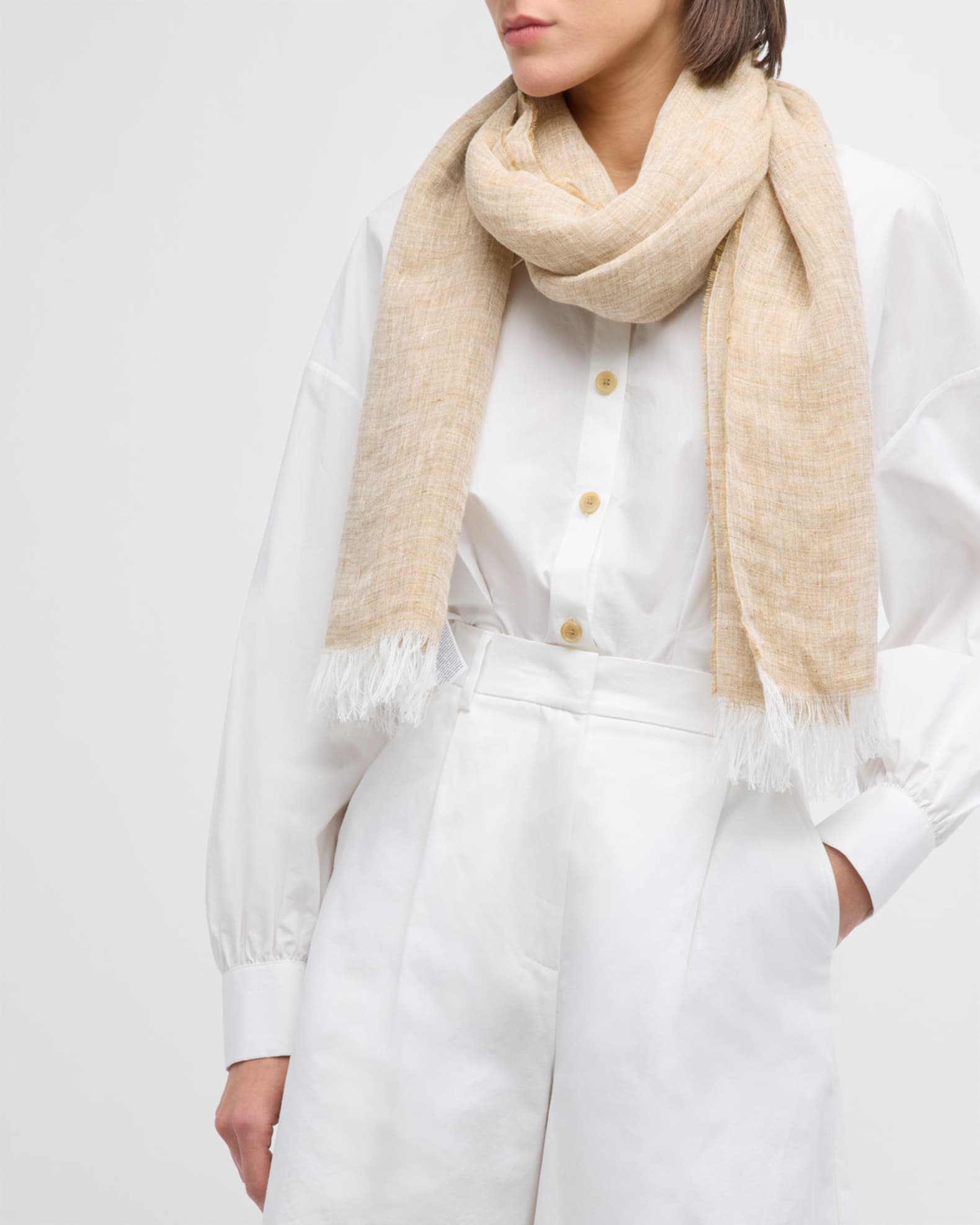 Alfredo Fringed  Flax Scarf  1