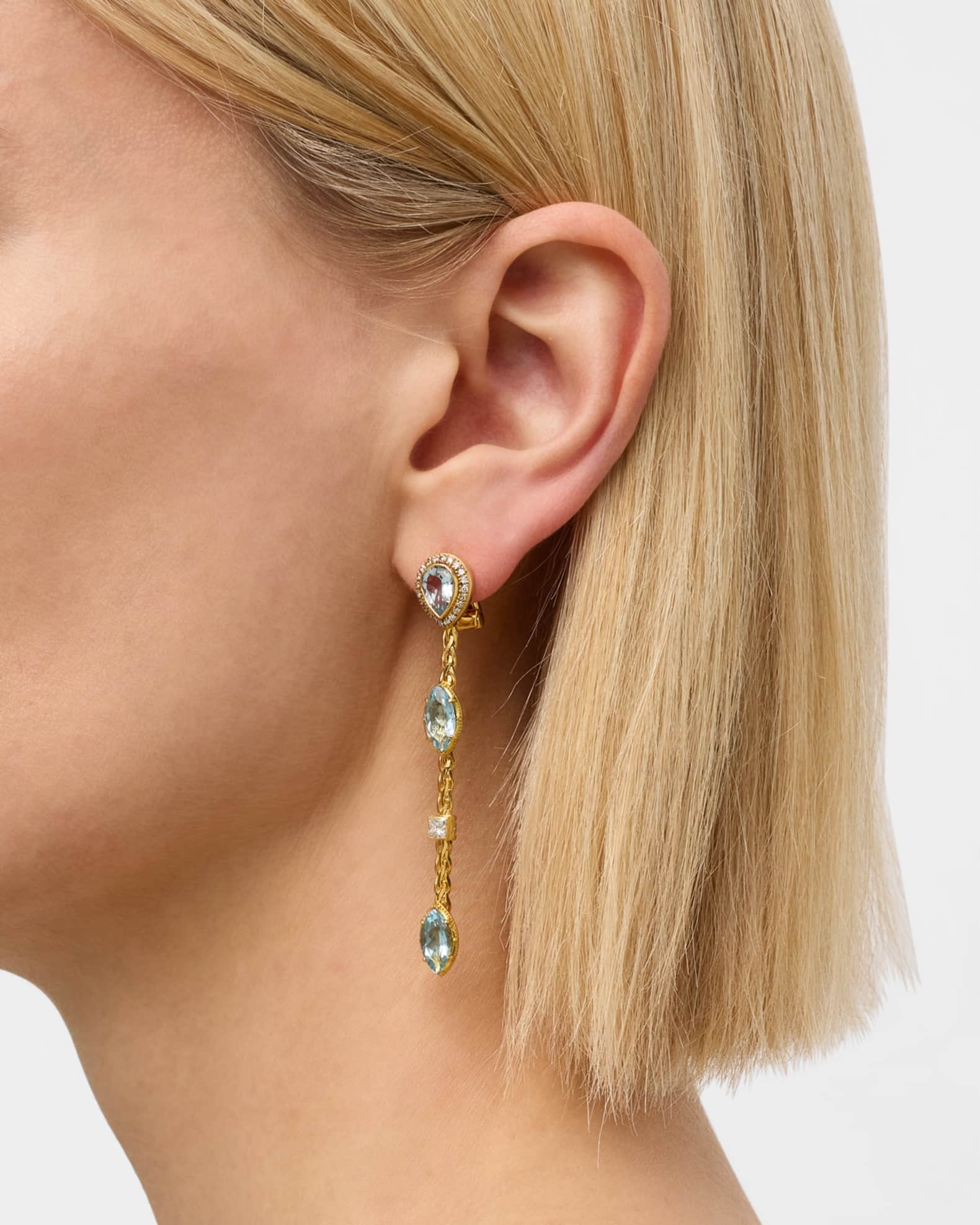 18K Aquamarine and Diamond Earrings 1