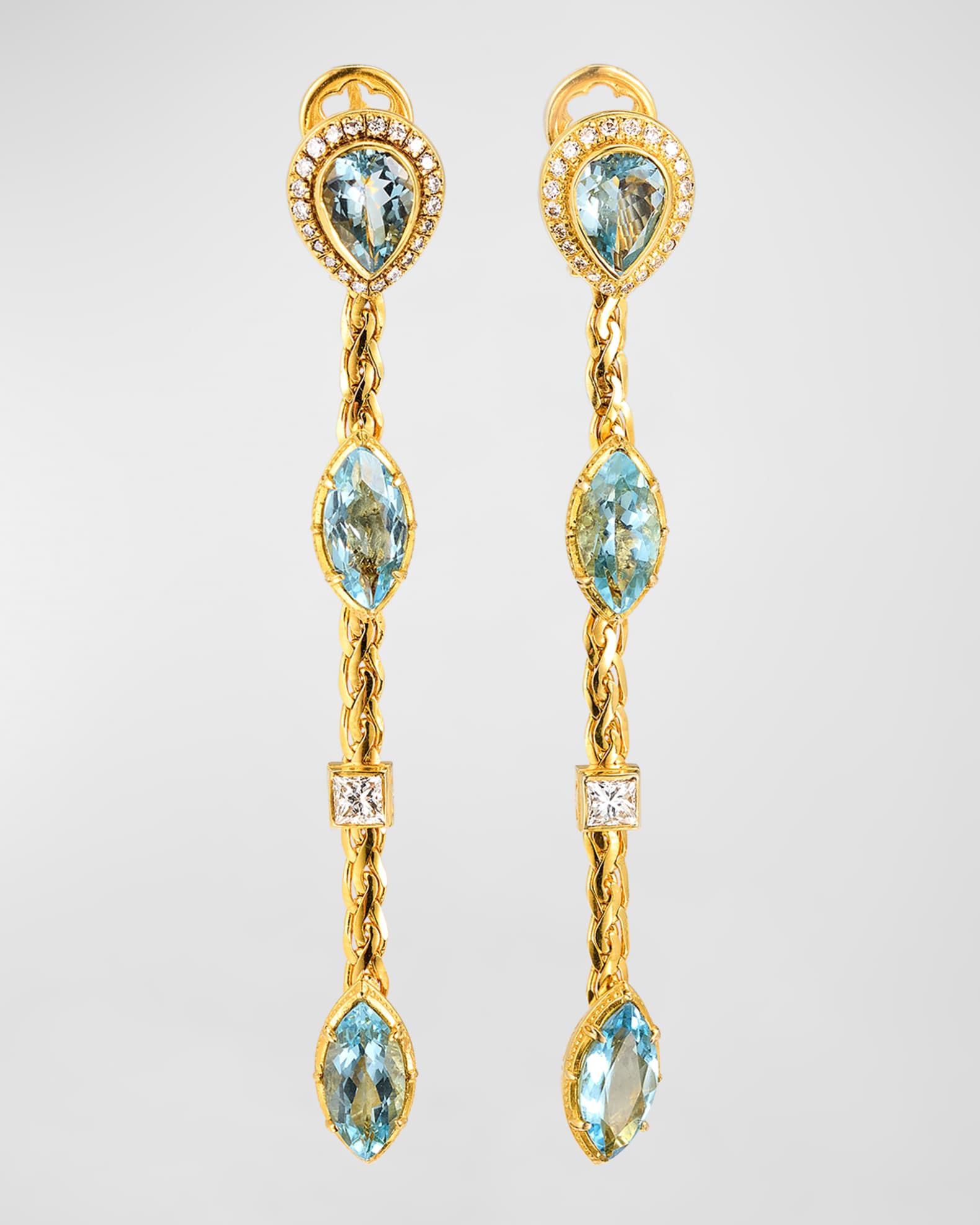 18K Aquamarine and Diamond Earrings 0