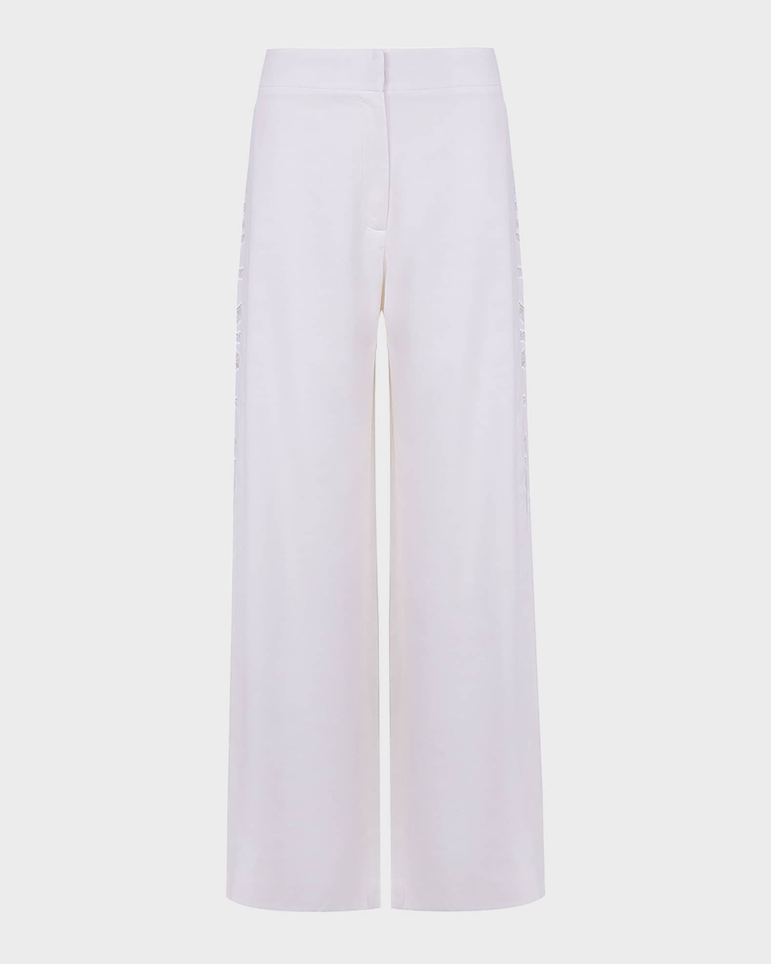 Solid Bree Geometric Embroidered Pants  0