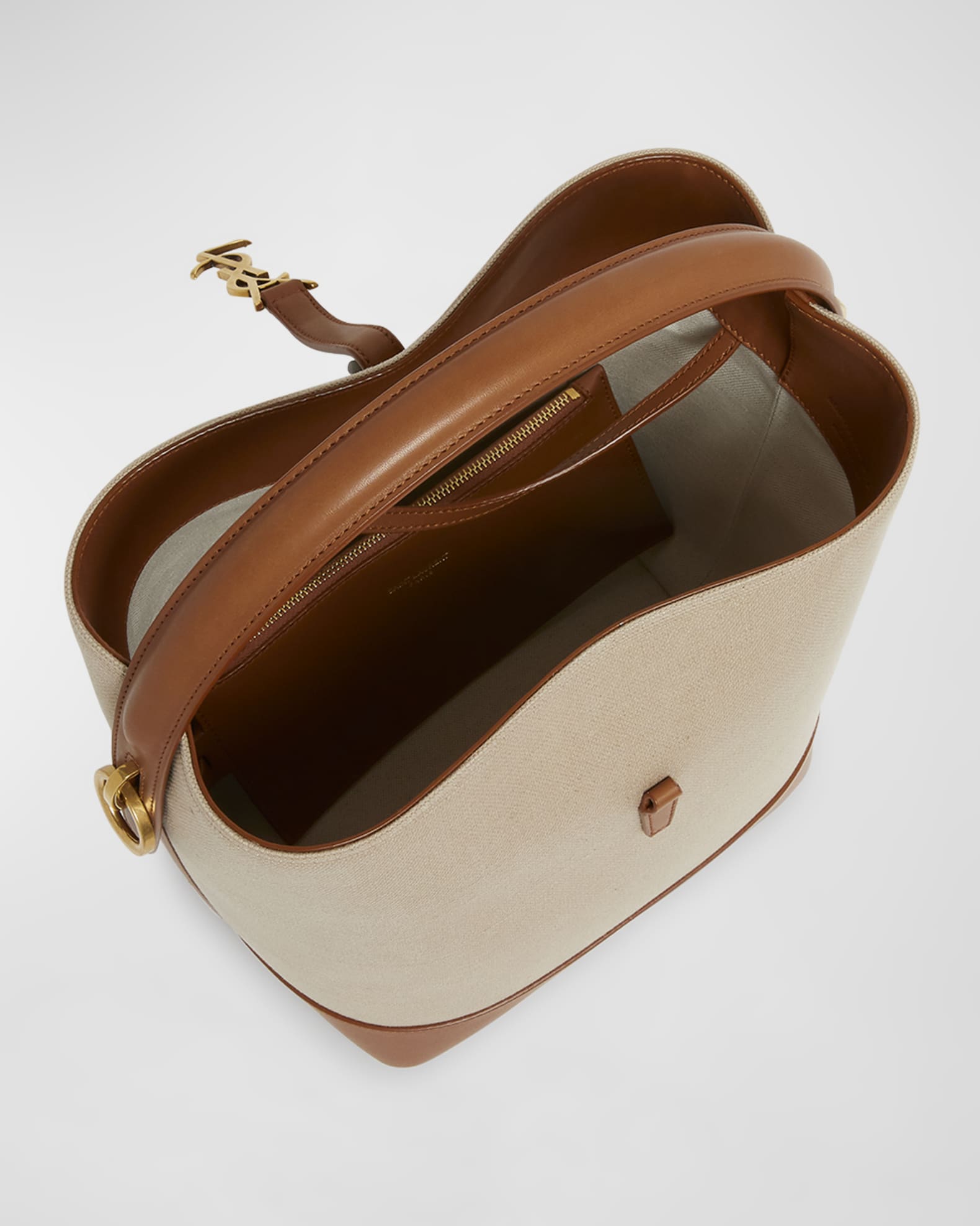 Saint Laurent Le 37 YSL Bucket Bag in Canvas and Leather