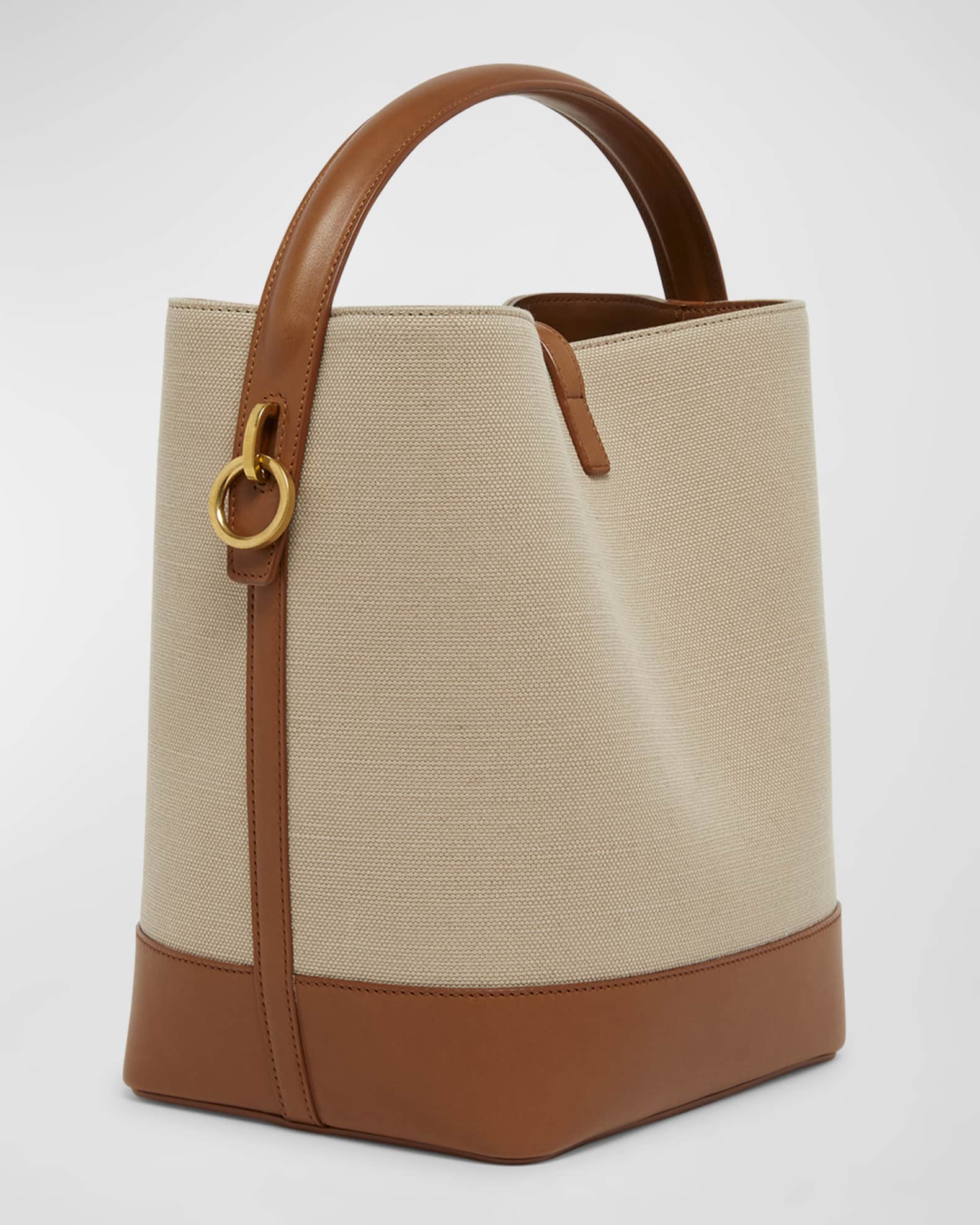 Saint Laurent Le 37 YSL Bucket Bag in Canvas and Leather