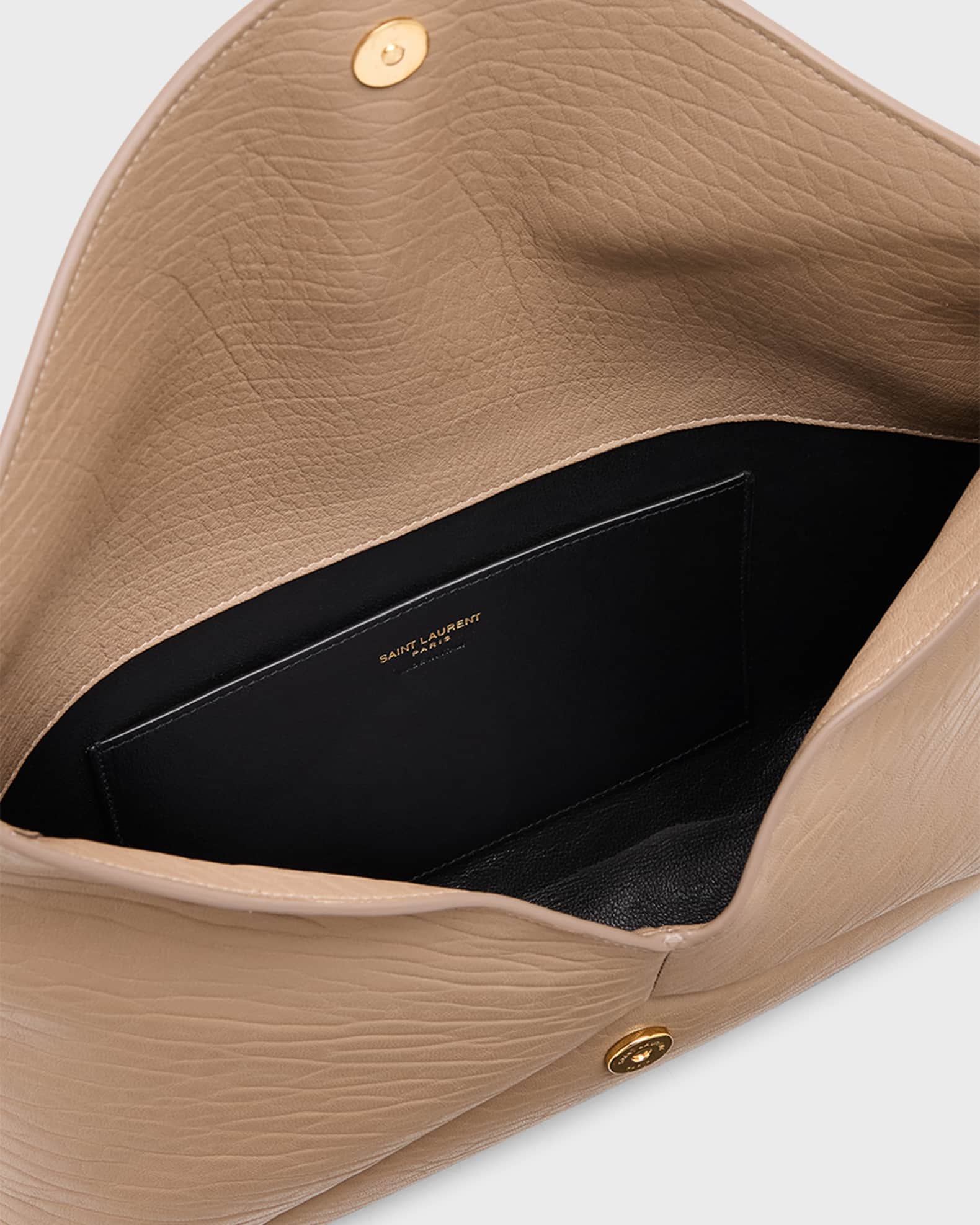 Saint Laurent Large YSL Envelope Pouch Clutch Bag in Leather