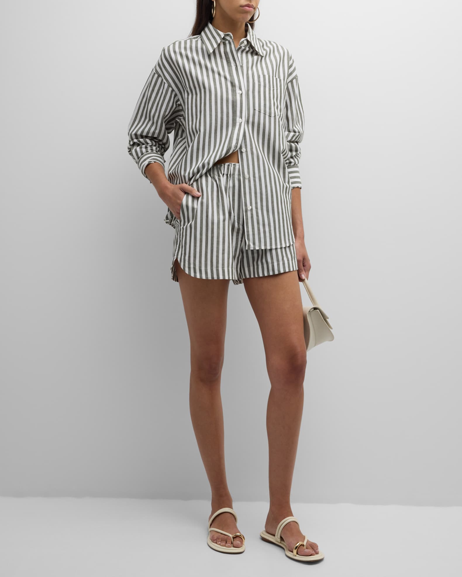 【U LAN】Menie Stripe Linen Shirt Linen Stripe Shirt