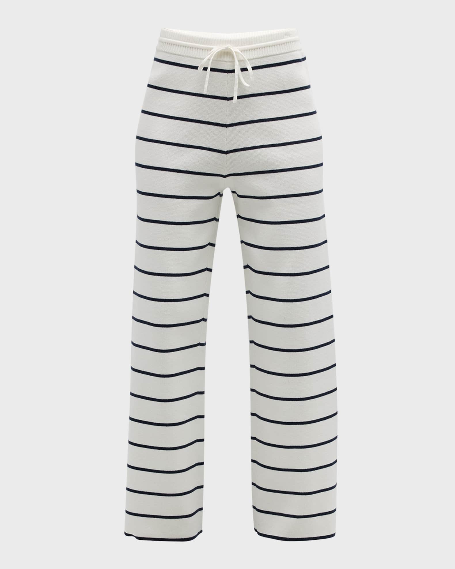 Striped low-rise cotton chinos