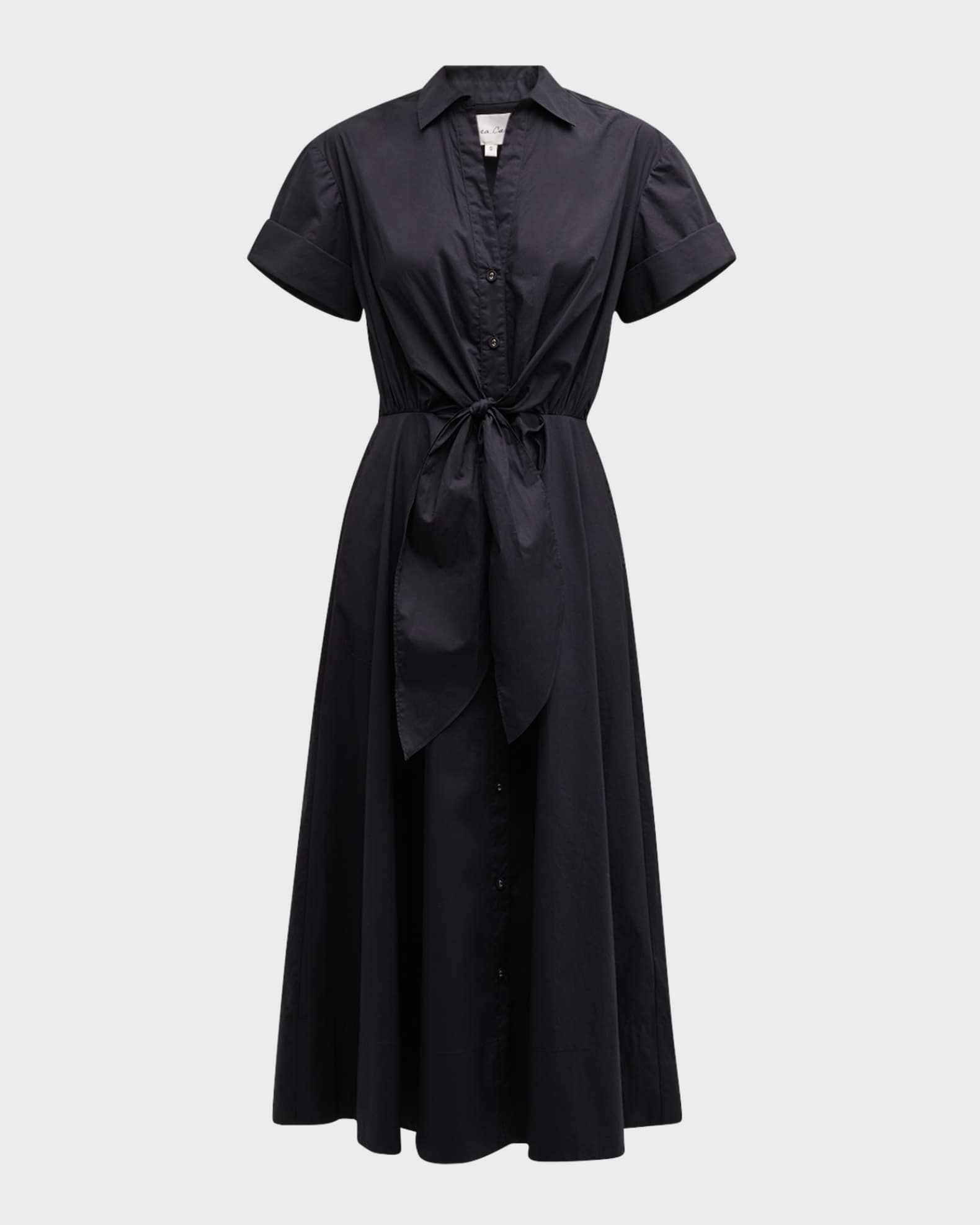 Asbury Self-Tie Waist Cotton Poplin Midi Dress 0