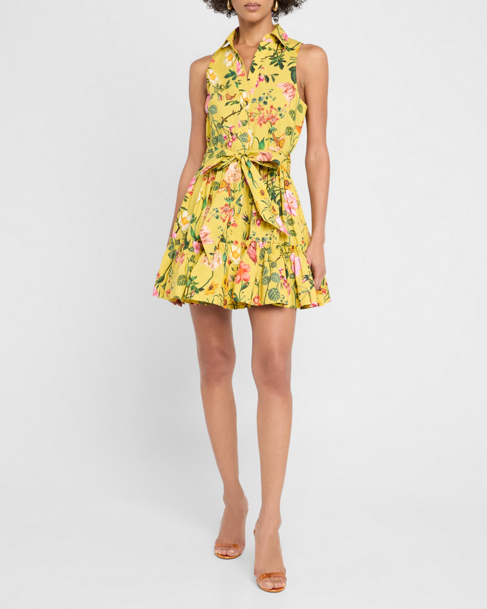 Hannah Floral Cotton Sleeveless Collared Mini Dress 1