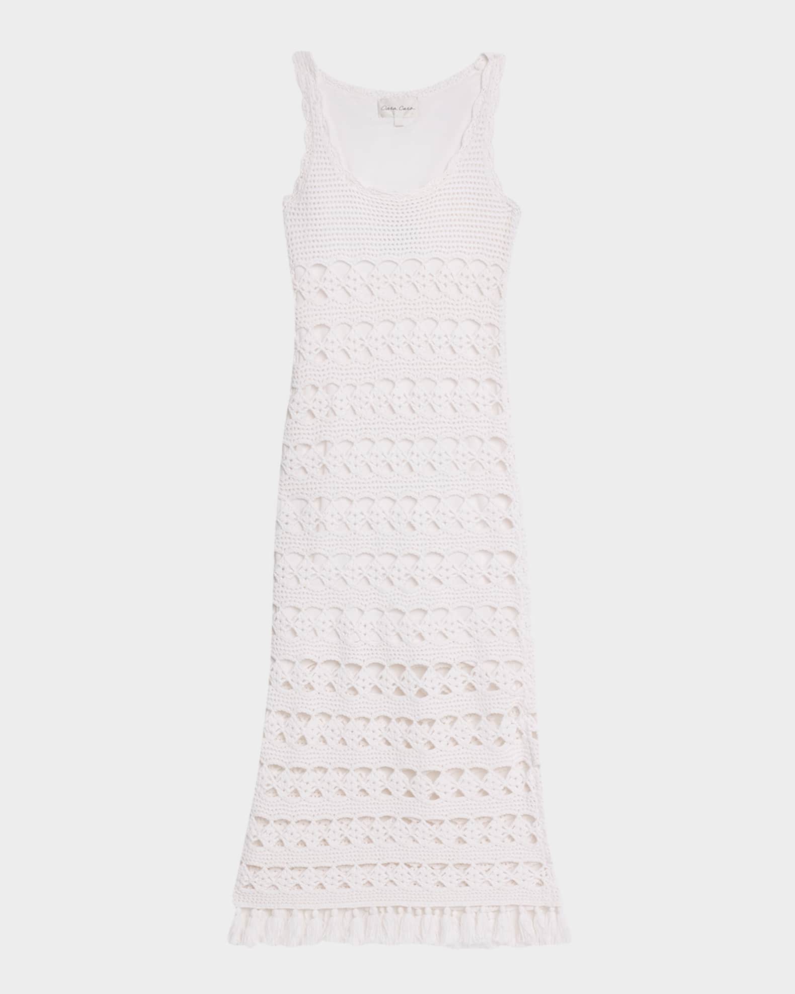 Joan Metallic Crochet Sleeveless Midi Sheath Dress | Neiman Marcus