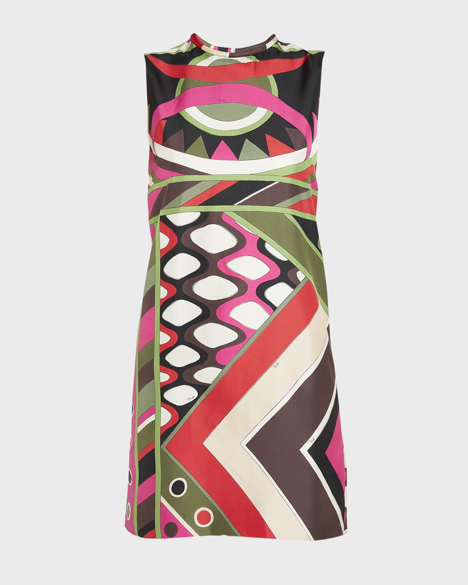Emilio Pucci Abstract-Print Silk Sleeveless Mini Shift Dress