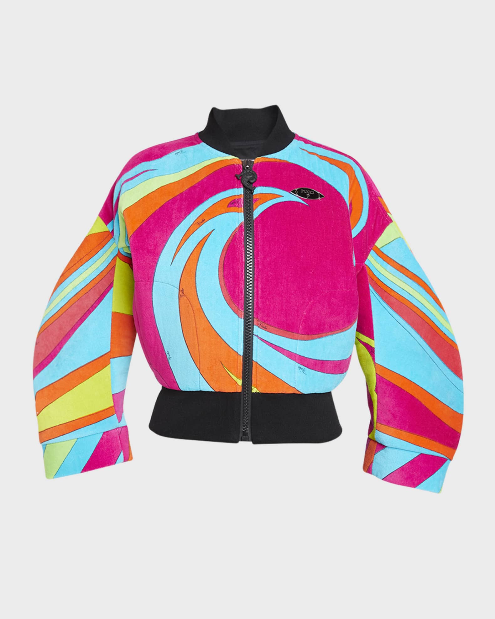 Emilio Pucci Swirl-Print Velour Bomber Jacket