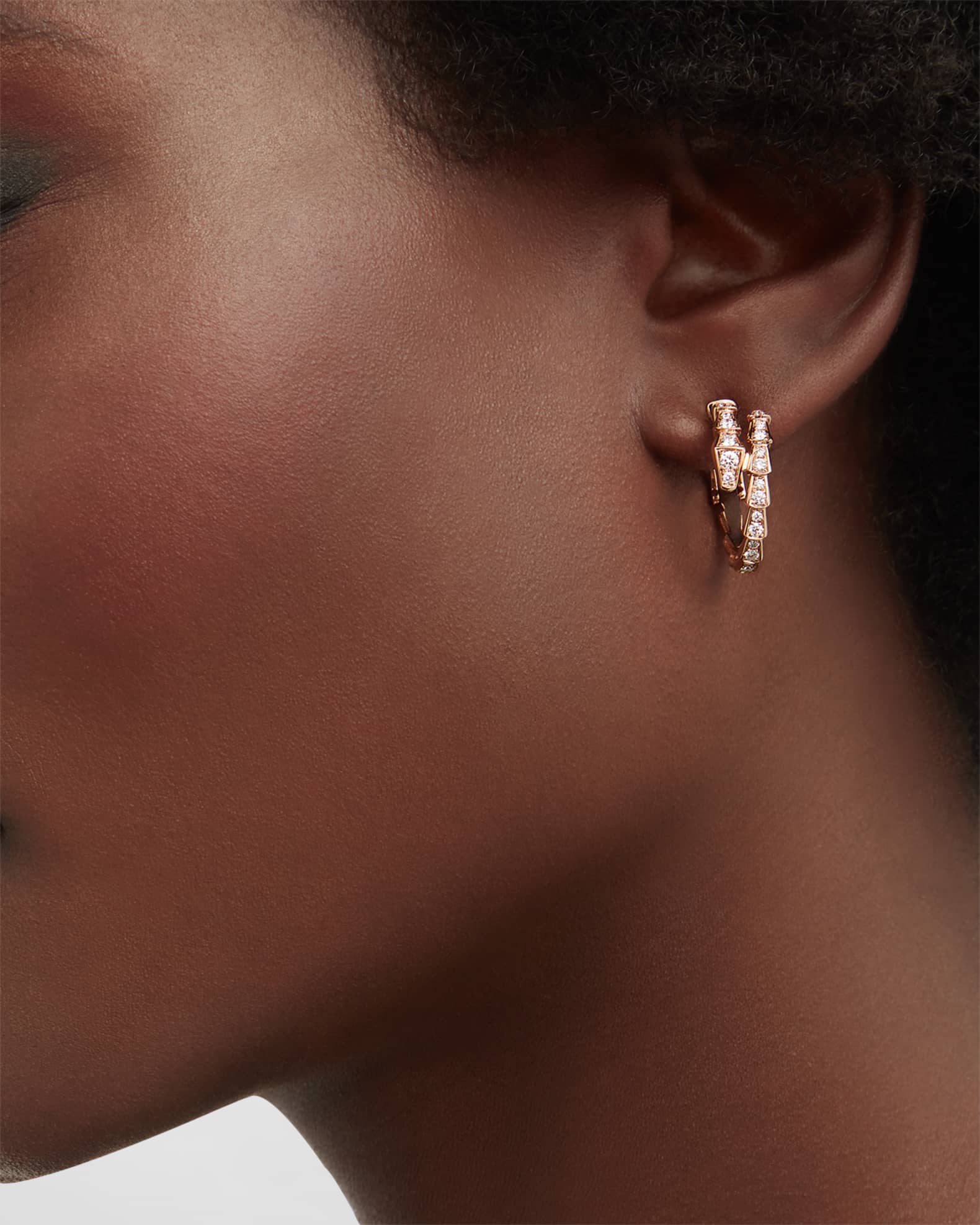 Serpenti Viper 18K Rose Gold Diamond Earrings 1