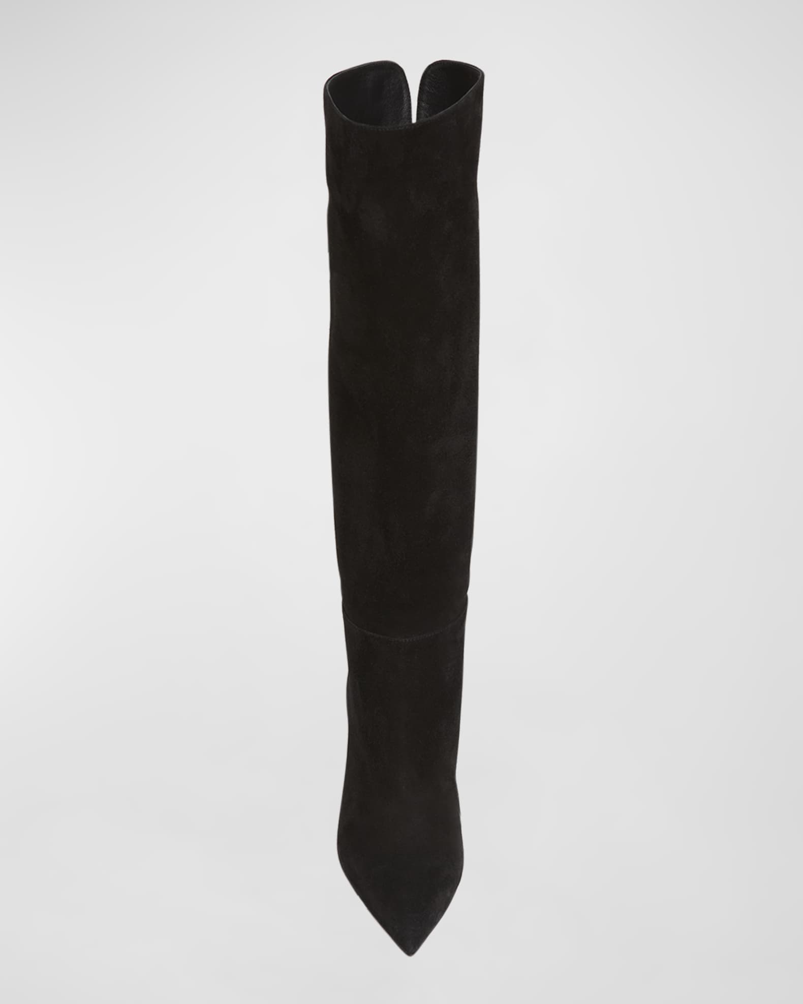 Gianvito Rossi Piper Suede Block-Heel Knee Boots | Neiman Marcus