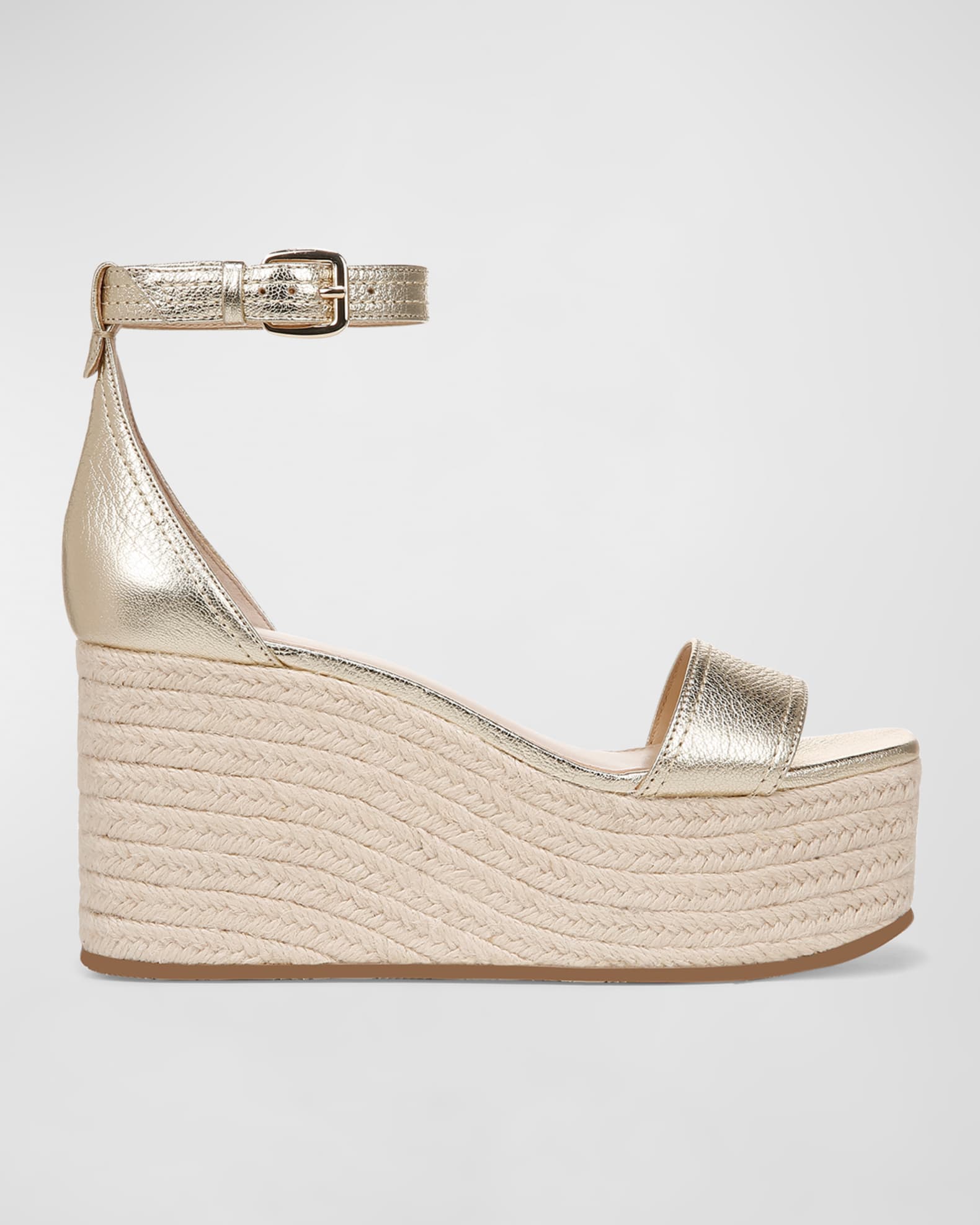 Veronica Beard Gianna Metallic Ankle-Strap Platform Espadrilles