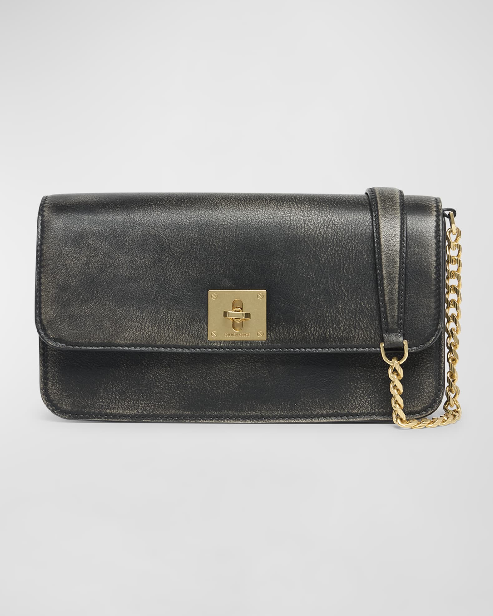 Gioia Flap Distressed Leather Shoulder Bag 0