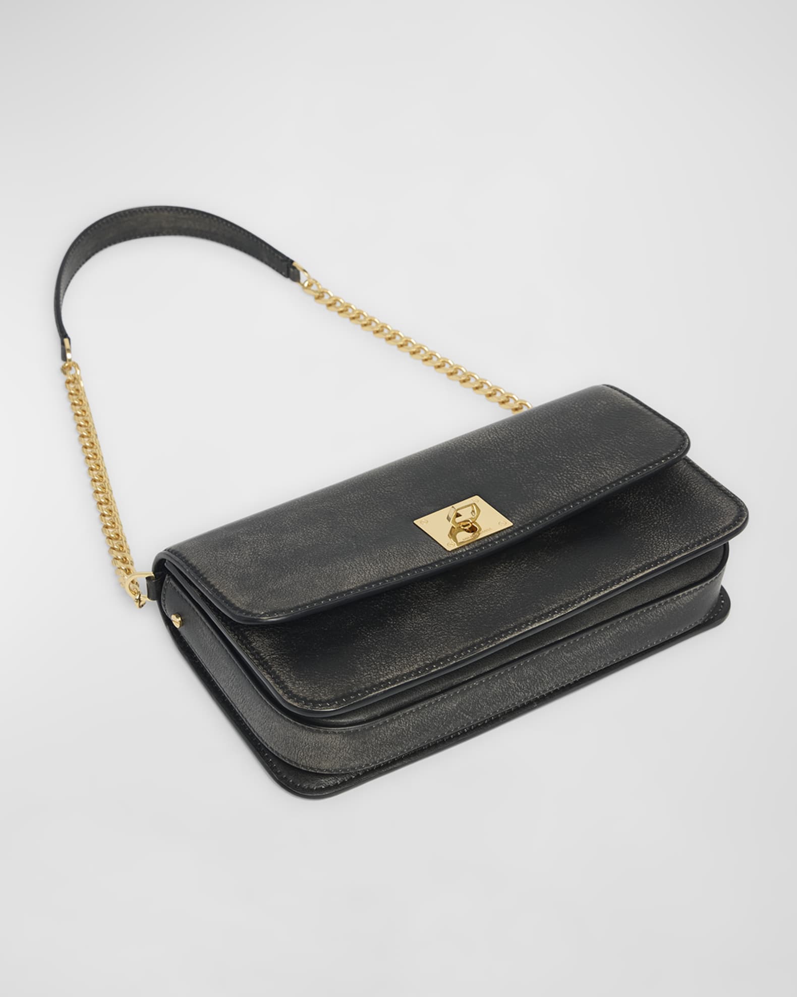 Gioia Flap Distressed Leather Shoulder Bag 1