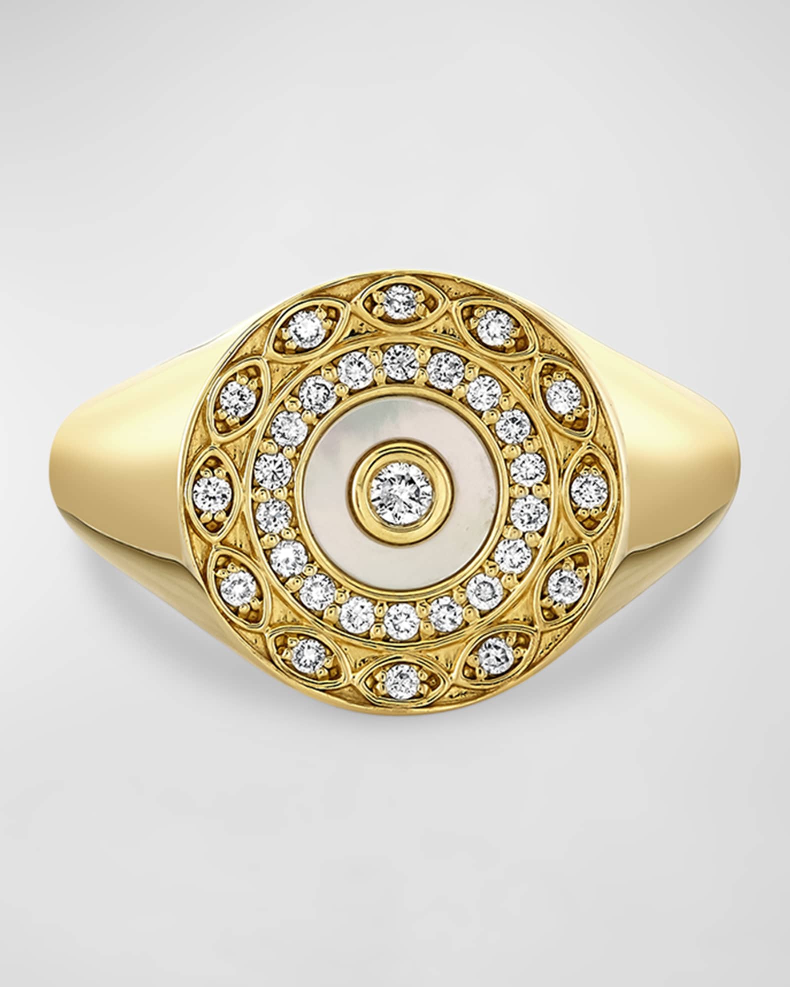 Marquise Eye Border Stone Inlay Evil Eye Signet Ring 1