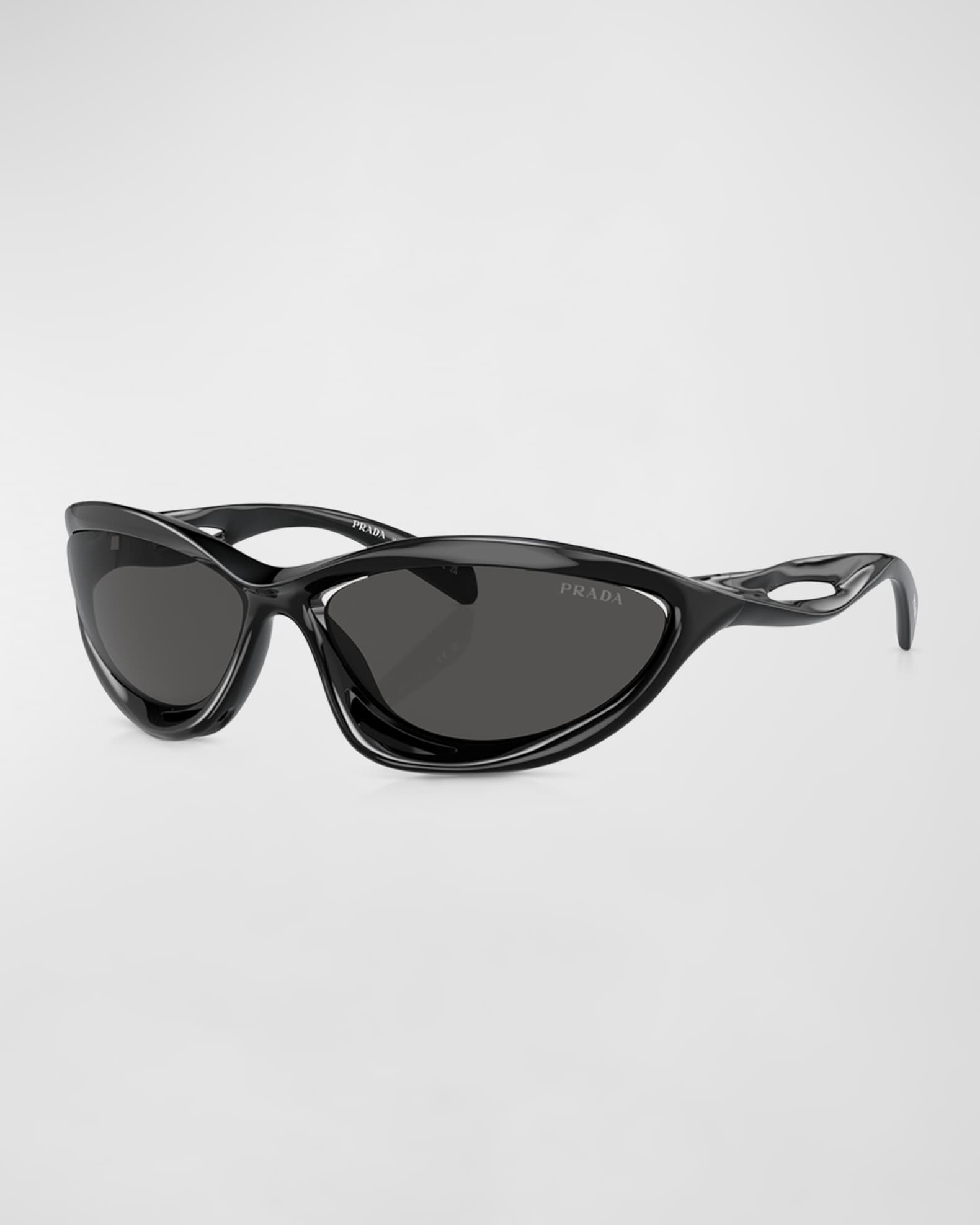 Prada Cut Out Propionate Plastic Wrap Sunglasses Neiman Marcus