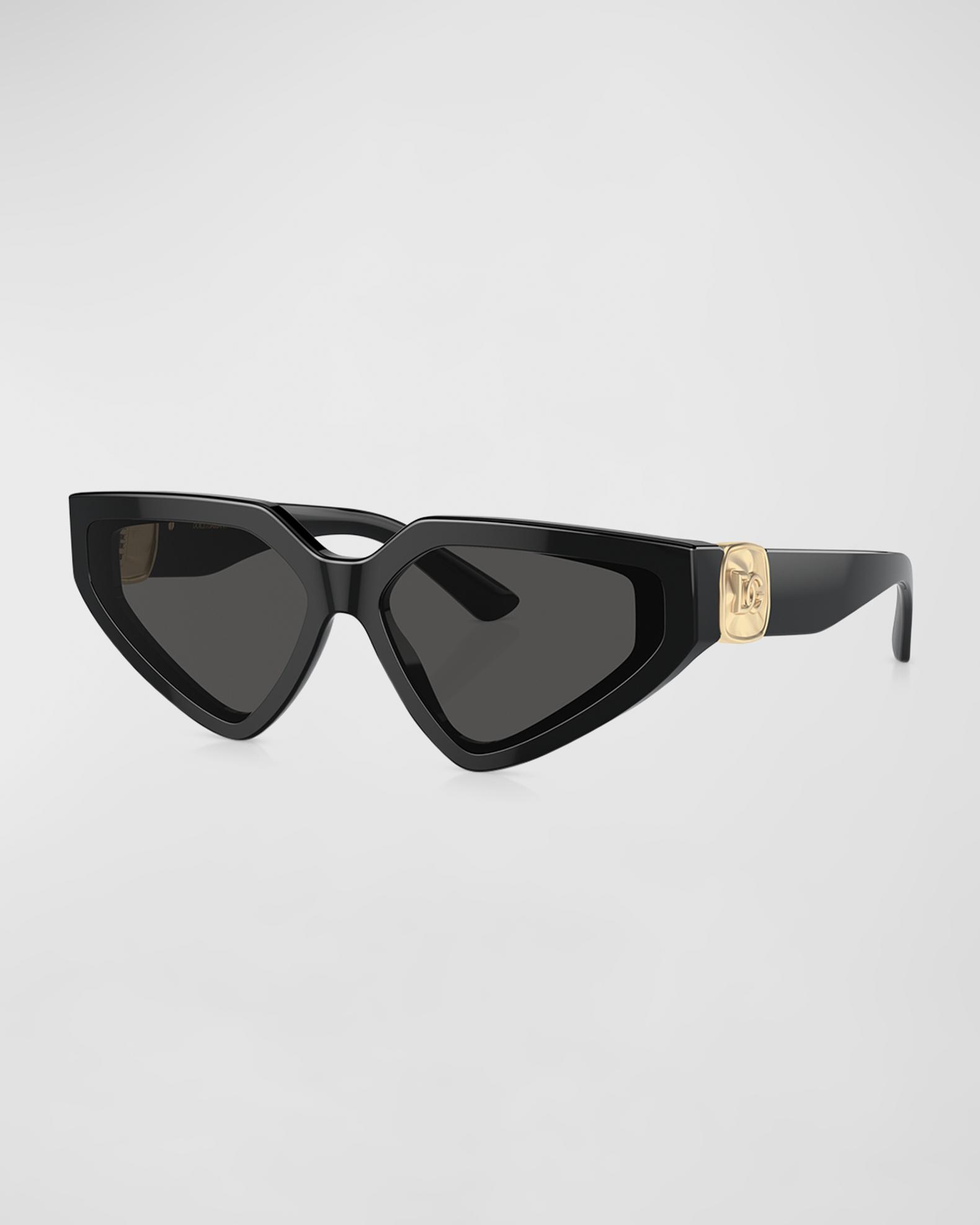 Dolce & Gabbana Black Gloss Cat-Eye Sunglasses Dolce & Gabbana Oval Cat Eye Sunglasses Black Leopard 55MM  main image 2