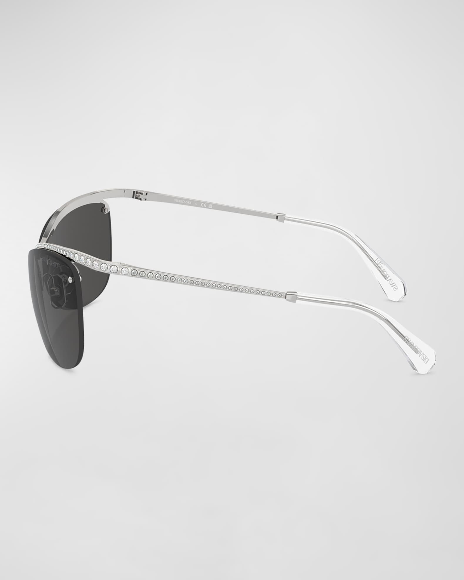 Matrix Crystal Embellished Metal Wrap Sunglasses  1