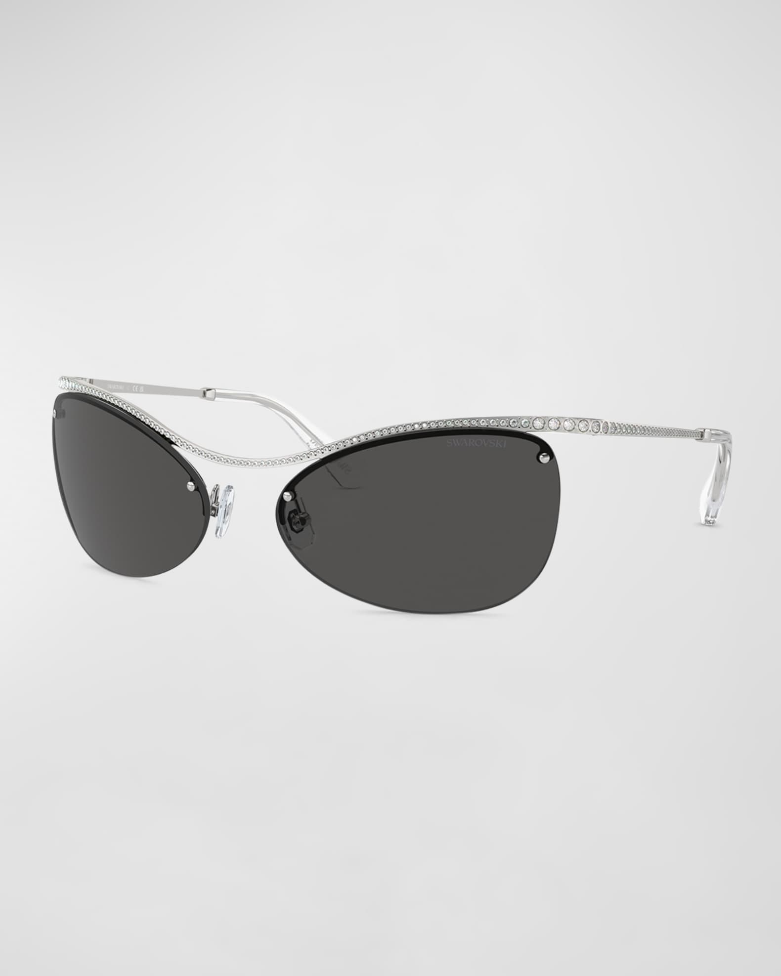 Matrix Crystal Embellished Metal Wrap Sunglasses  0